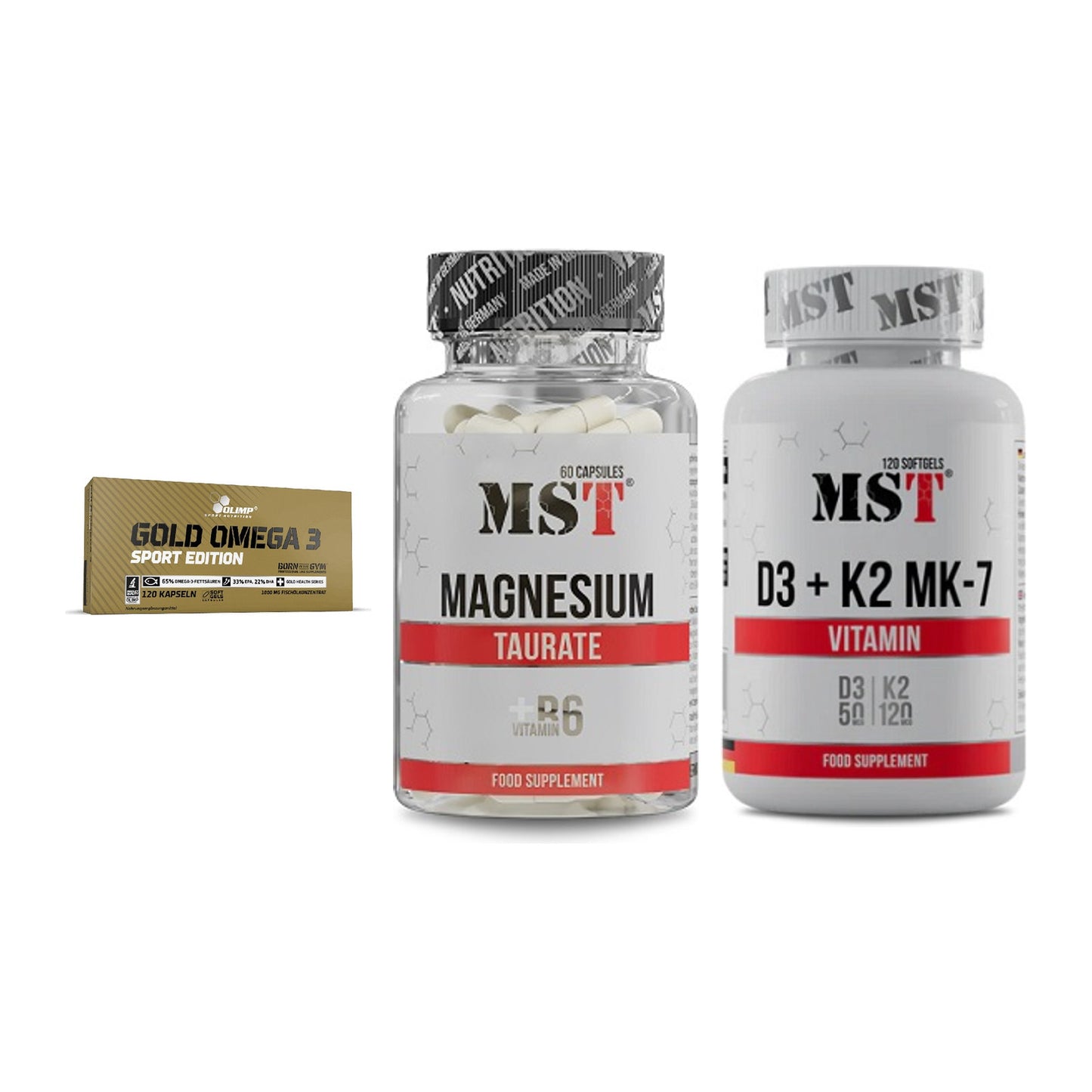 Herz & Gefäße: Olimp Omega 3 + MST Magnesium + MST Vitamin D3 – alle enthaltenen Artikel