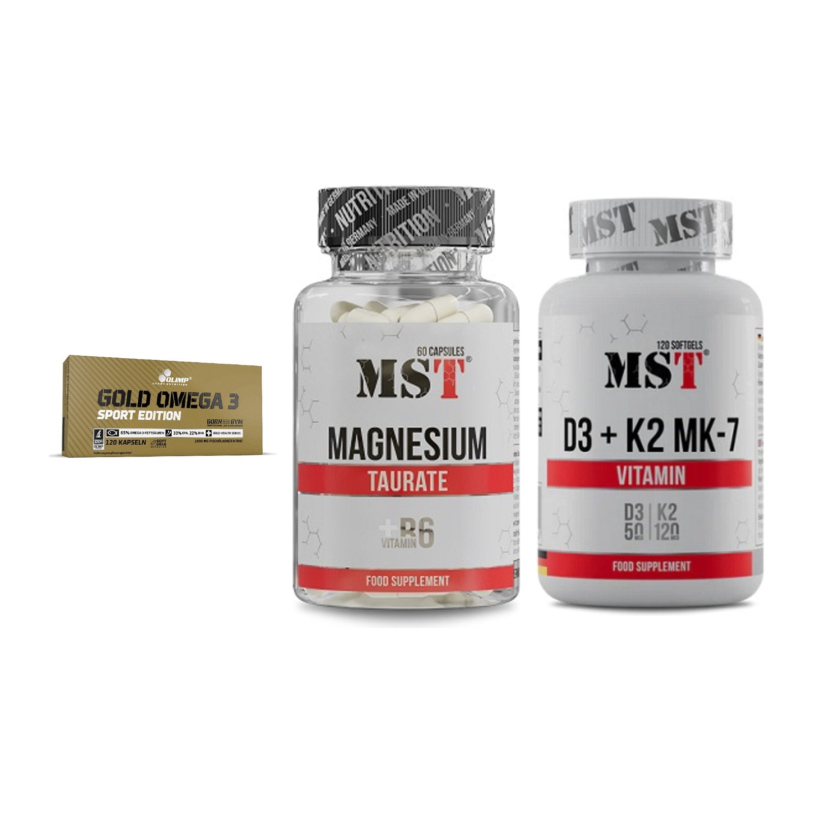 Herz & Gefäße: Olimp Omega 3 + MST Magnesium + MST Vitamin D3 – alle enthaltenen Artikel