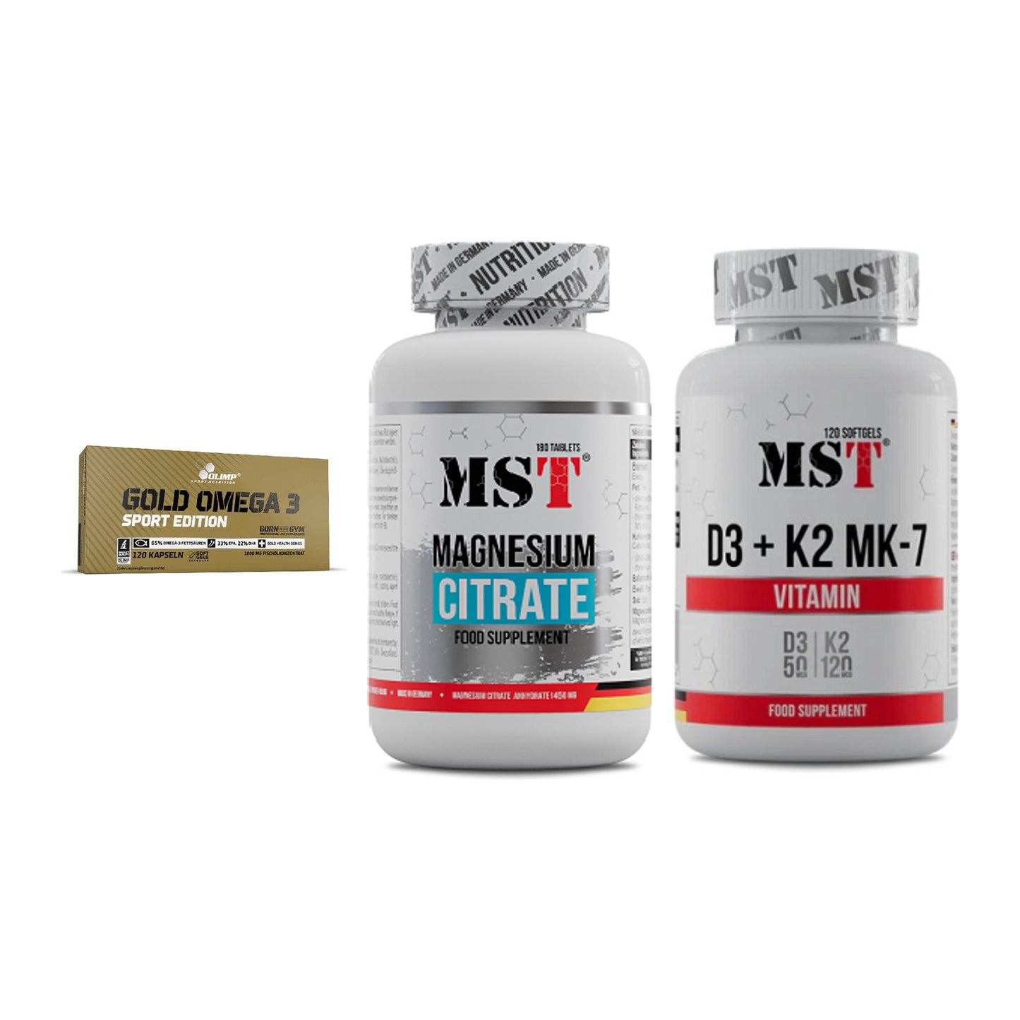 Herz & Gefäße: Olimp Omega 3 + MST Magnesium + MST Vitamin D3 – alle enthaltenen Artikel