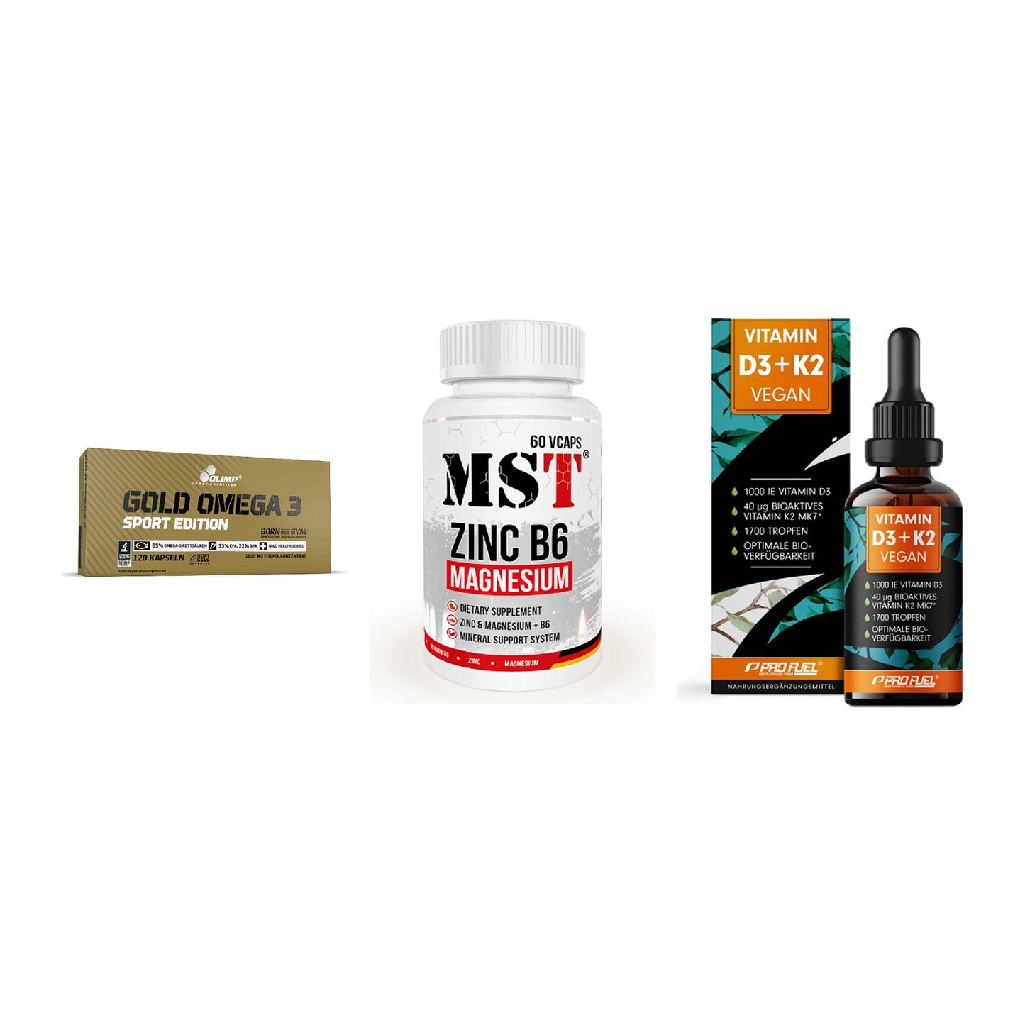 Herz & Gefäße: Olimp Omega 3 + MST Zinc + ProFuel Vitamin – alle enthaltenen Artikel