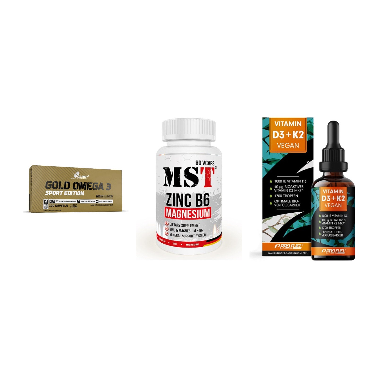 Herz & Gefäße: Olimp Omega 3 + MST Zinc + ProFuel Vitamin – alle enthaltenen Artikel