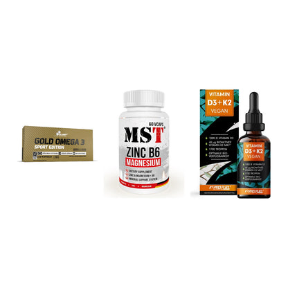 Herz & Gefäße: Olimp Omega 3 + MST Zinc + ProFuel Vitamin – alle enthaltenen Artikel