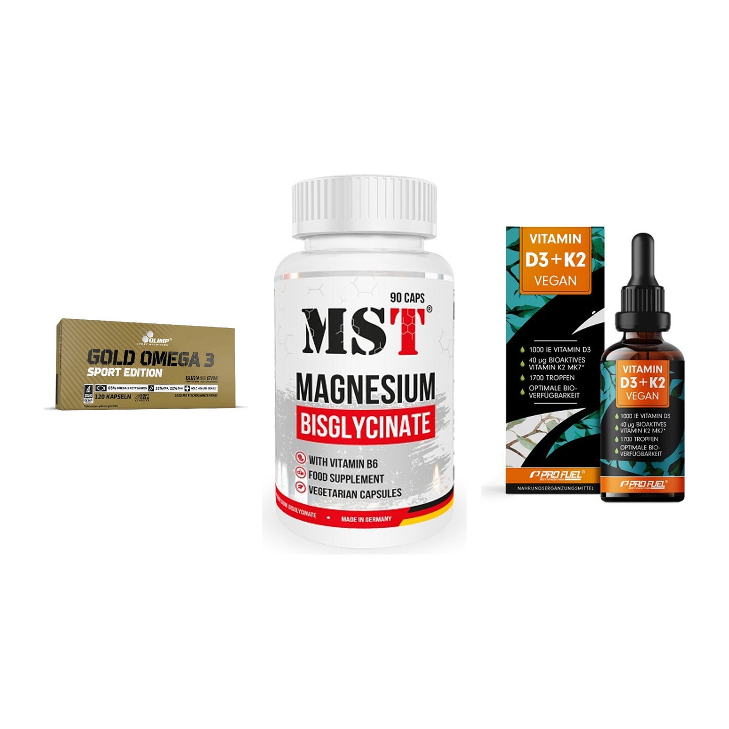 Herz & Gefäße: Olimp Omega 3 + MST Magnesium + ProFuel Vitamin – alle enthaltenen Artikel