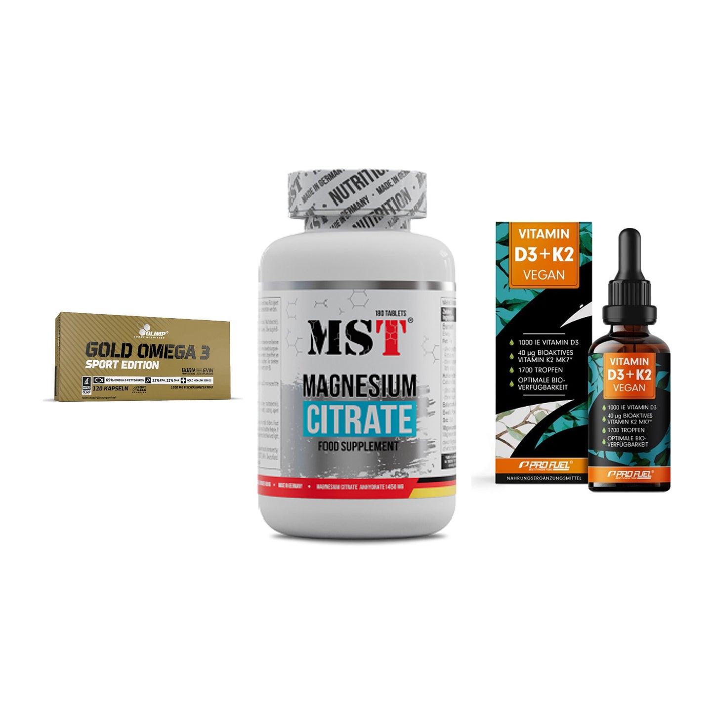 Herz & Gefäße: Olimp Omega 3 + MST Magnesium + ProFuel Vitamin – alle enthaltenen Artikel