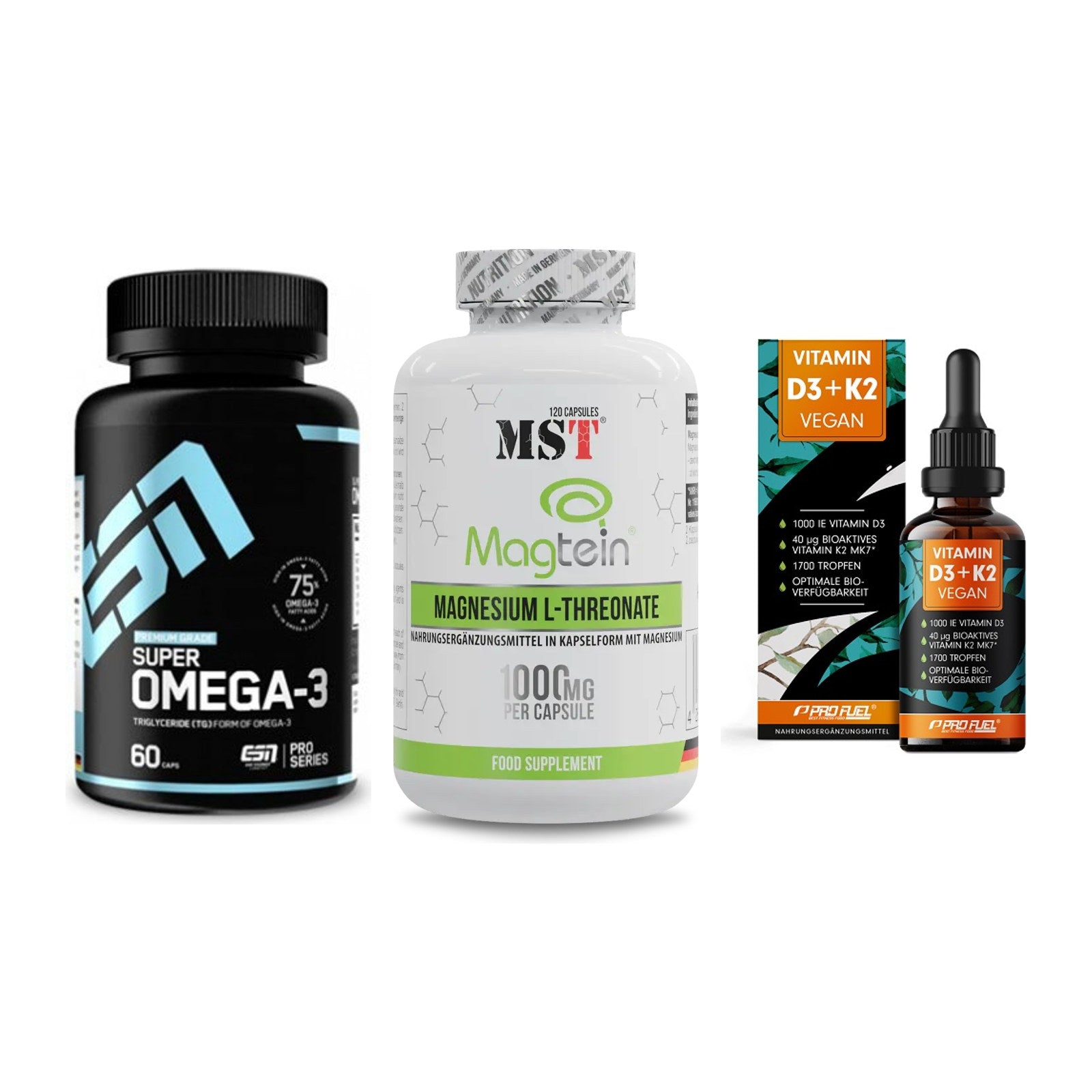 Herz & Gefäße: ESN Omega 3 + MST Magnesium + ProFuel Vitamin – alle enthaltenen Artikel