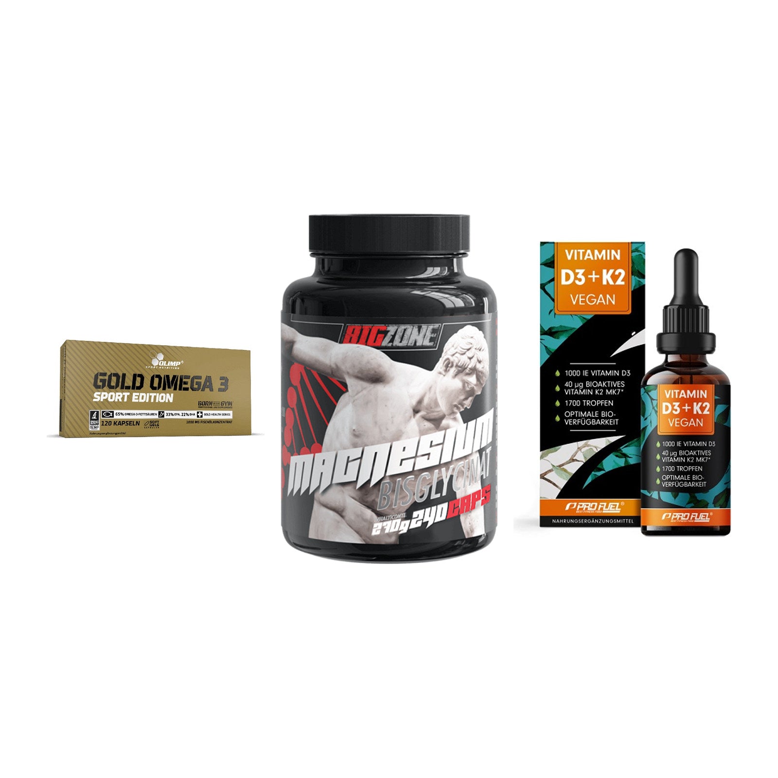 Herz & Gefäße: Olimp Omega 3 + Big Zone Magnesi + ProFuel Vitamin – alle enthaltenen Artikel