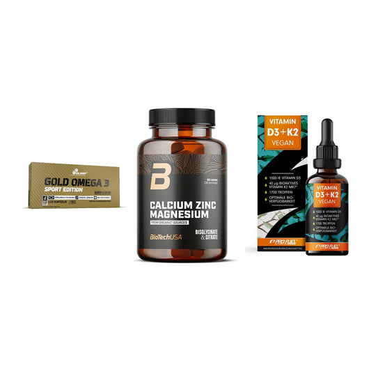 Herz & Gefäße: Olimp Omega 3 + BioTech Calcium + ProFuel Vitamin – alle enthaltenen Artikel
