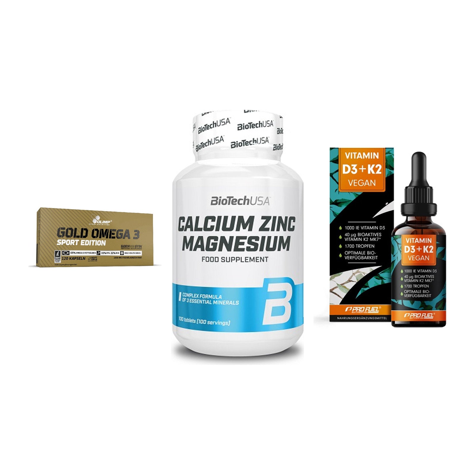 Herz & Gefäße: Olimp Omega 3 + BioTech Calcium + ProFuel Vitamin – alle enthaltenen Artikel
