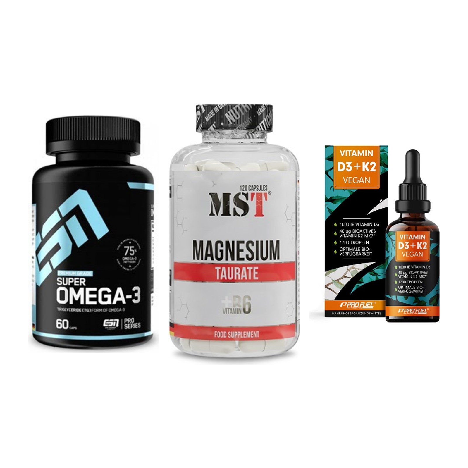 Herz & Gefäße: ESN Omega 3 + MST Magnesium + ProFuel Vitamin – alle enthaltenen Artikel