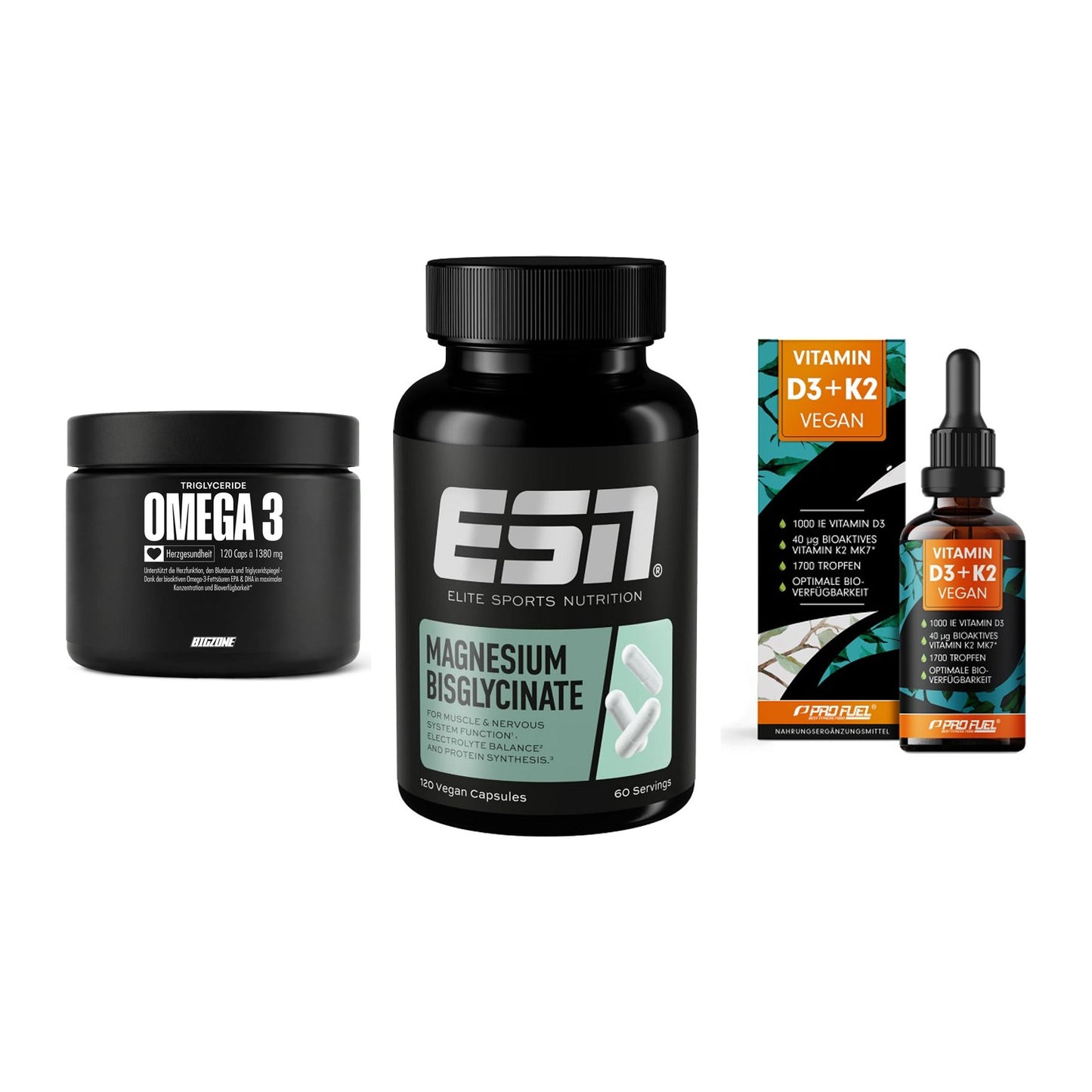 Herz & Gefäße: Big Zone Omega 3 + ESN Magnesium + ProFuel Vitamin – alle enthaltenen Artikel