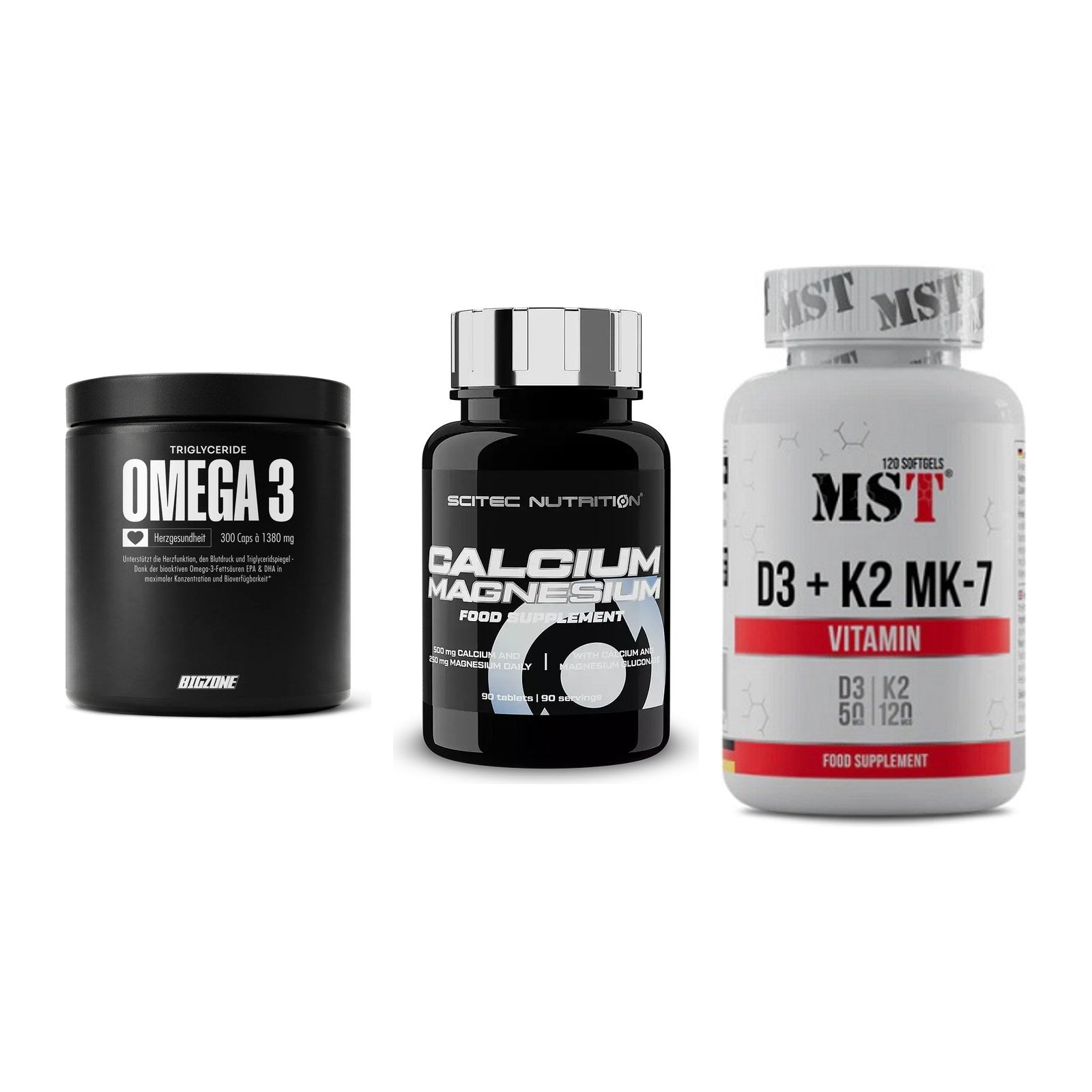 Herz & Gefäße: Big Zone Omega 3 + Scitec Calcium + MST Vitamin D3 – alle enthaltenen Artikel
