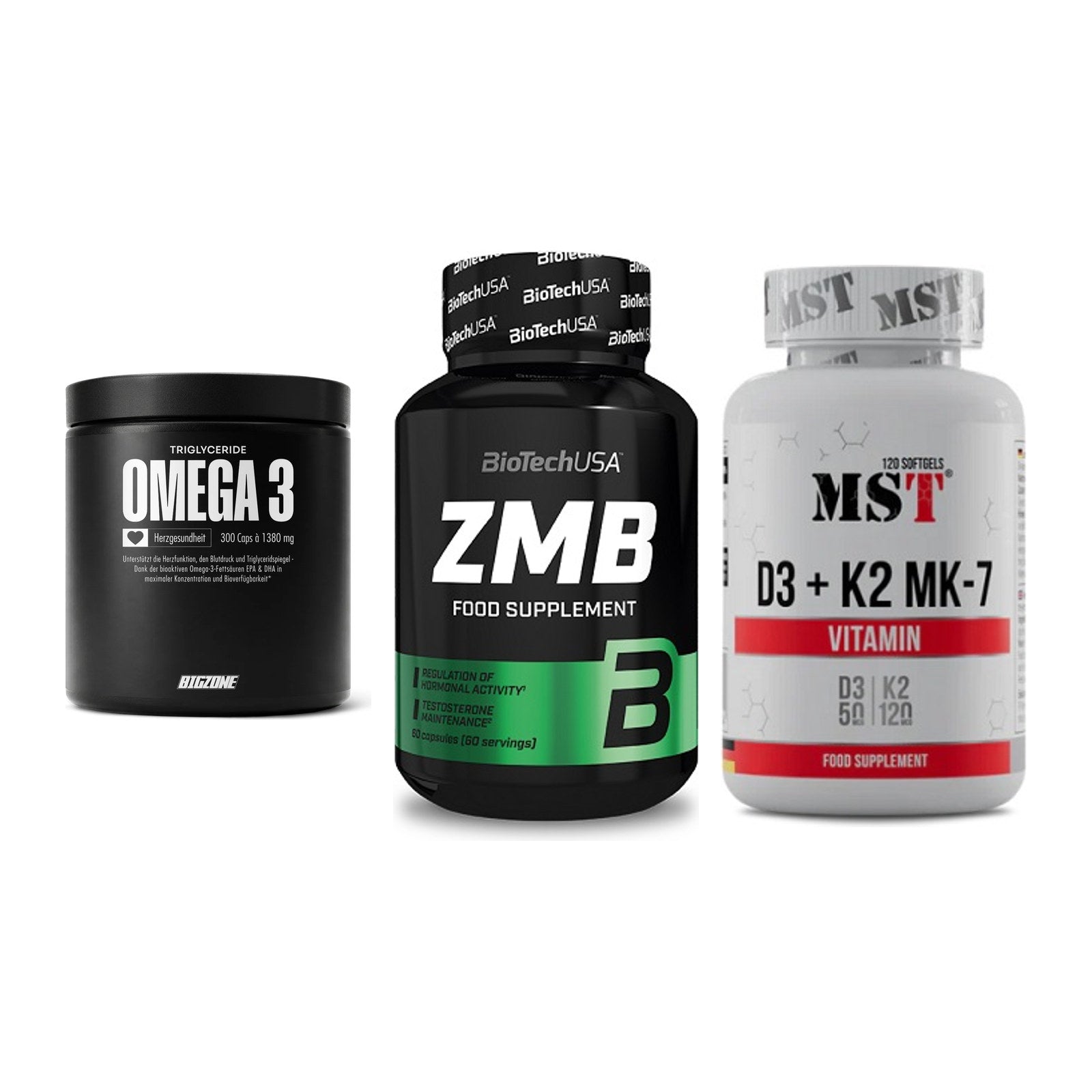 Herz & Gefäße: Big Zone Omega 3 + BioTech ZMB + MST Vitamin D3 – alle enthaltenen Artikel