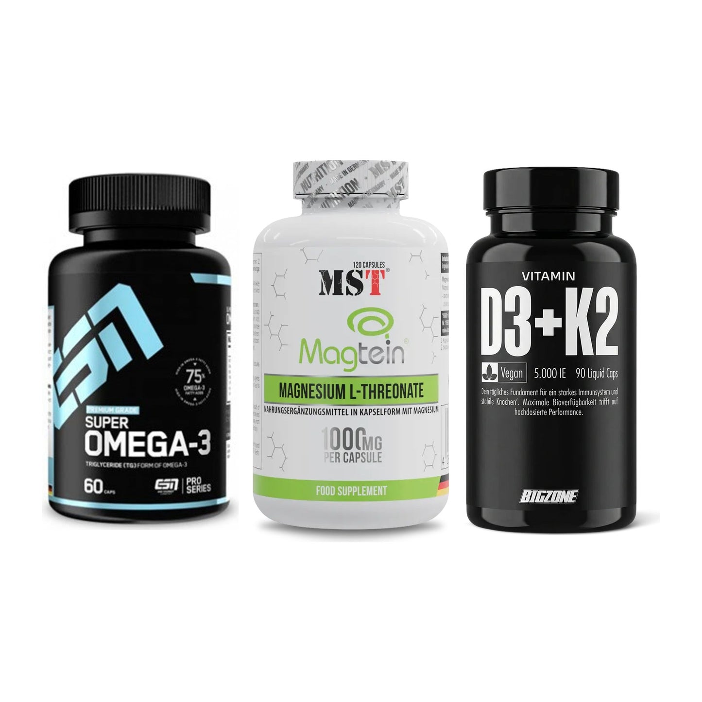 Herz & Gefäße: ESN Omega 3 + MST Magnesium + Big Zone Vitamin – alle enthaltenen Artikel