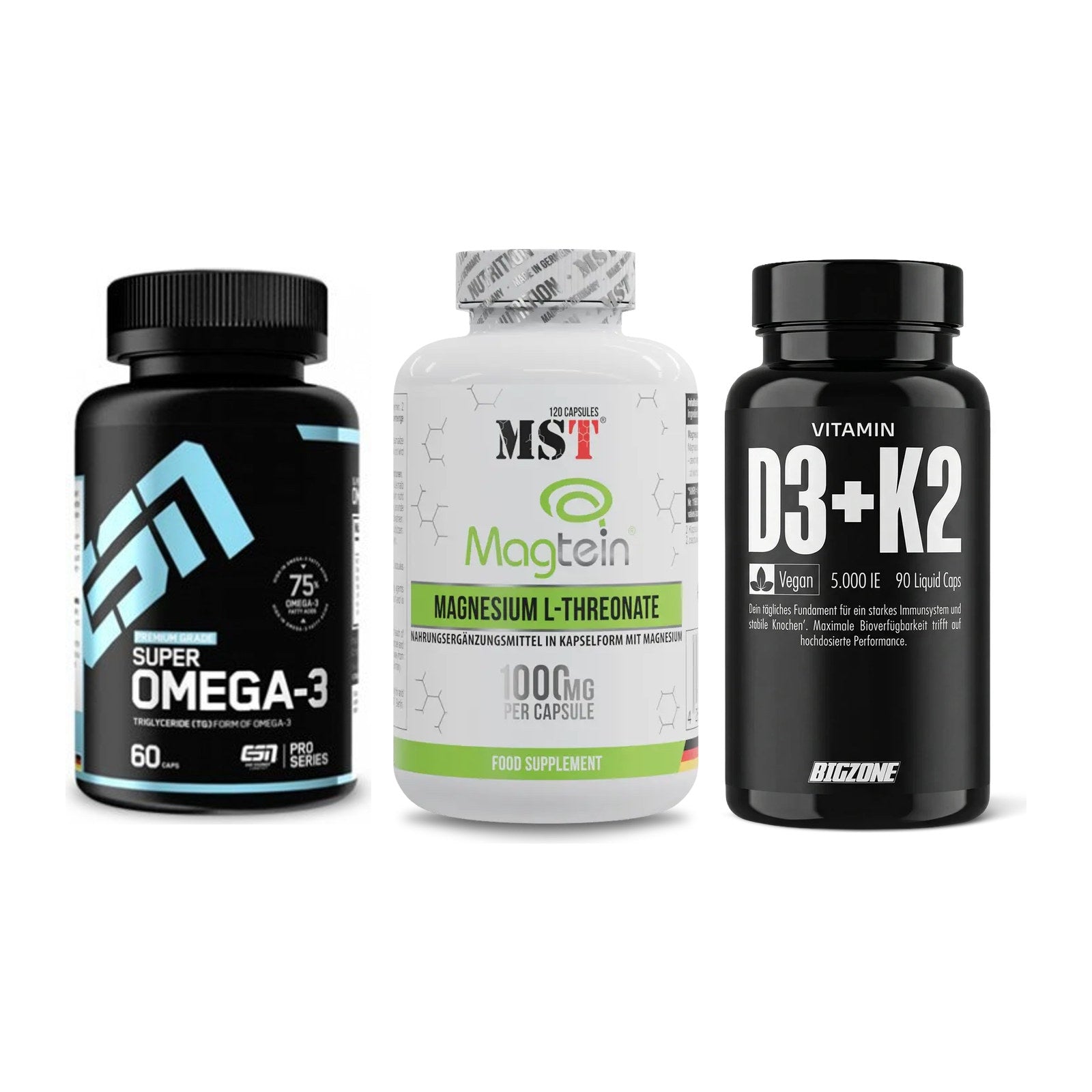 Herz & Gefäße: ESN Omega 3 + MST Magnesium + Big Zone Vitamin – alle enthaltenen Artikel