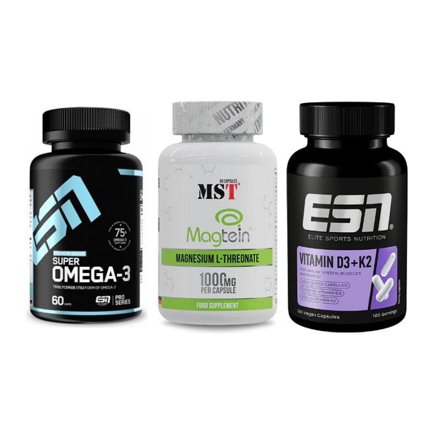 Herz & Gefäße: ESN Omega 3 + MST Magnesium + ESN Vitamin D3 – alle enthaltenen Artikel