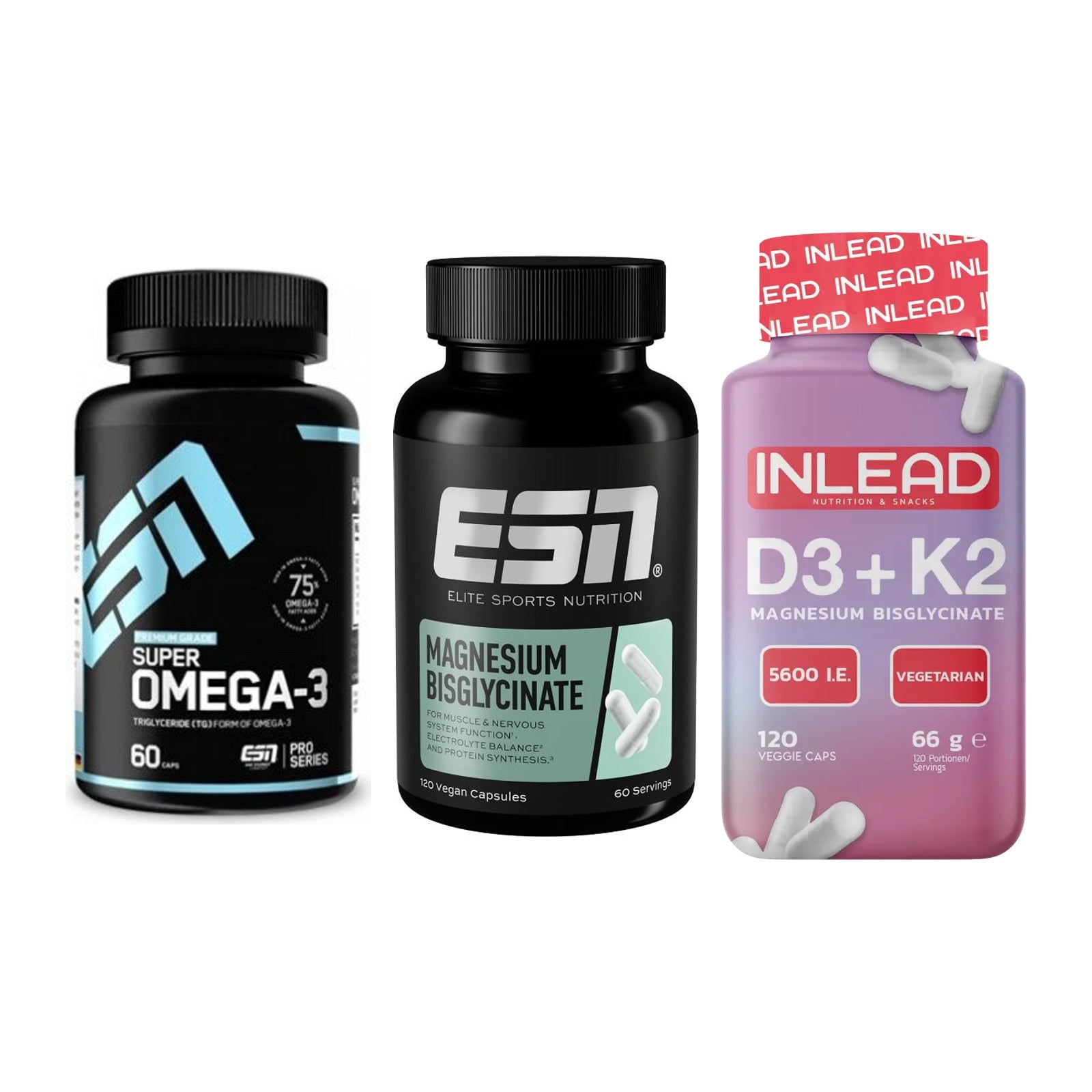 Herz & Gefäße: ESN Omega 3 + ESN Magnesium + INLEAD Vitamin – alle enthaltenen Artikel