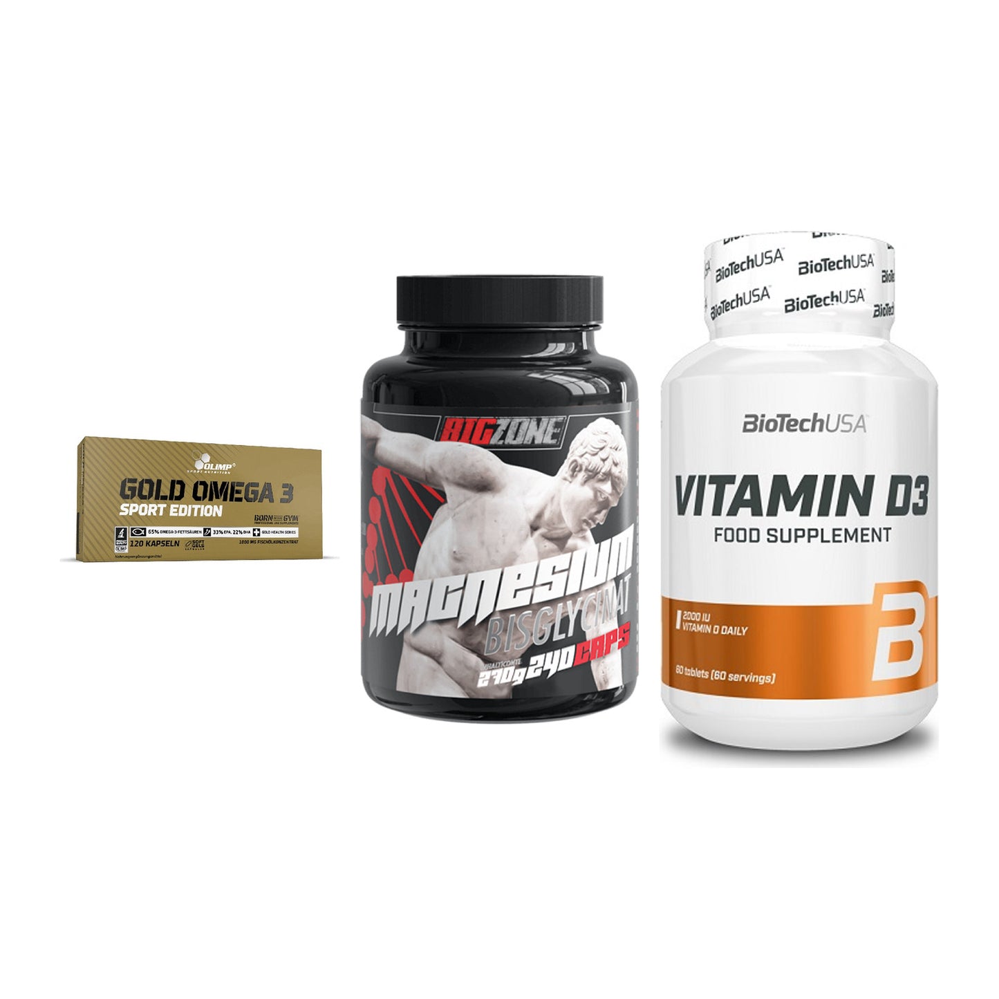 Herz & Gefäße: Olimp Omega 3 + Big Zone Magnesi + BioTech Vitamin – alle enthaltenen Artikel