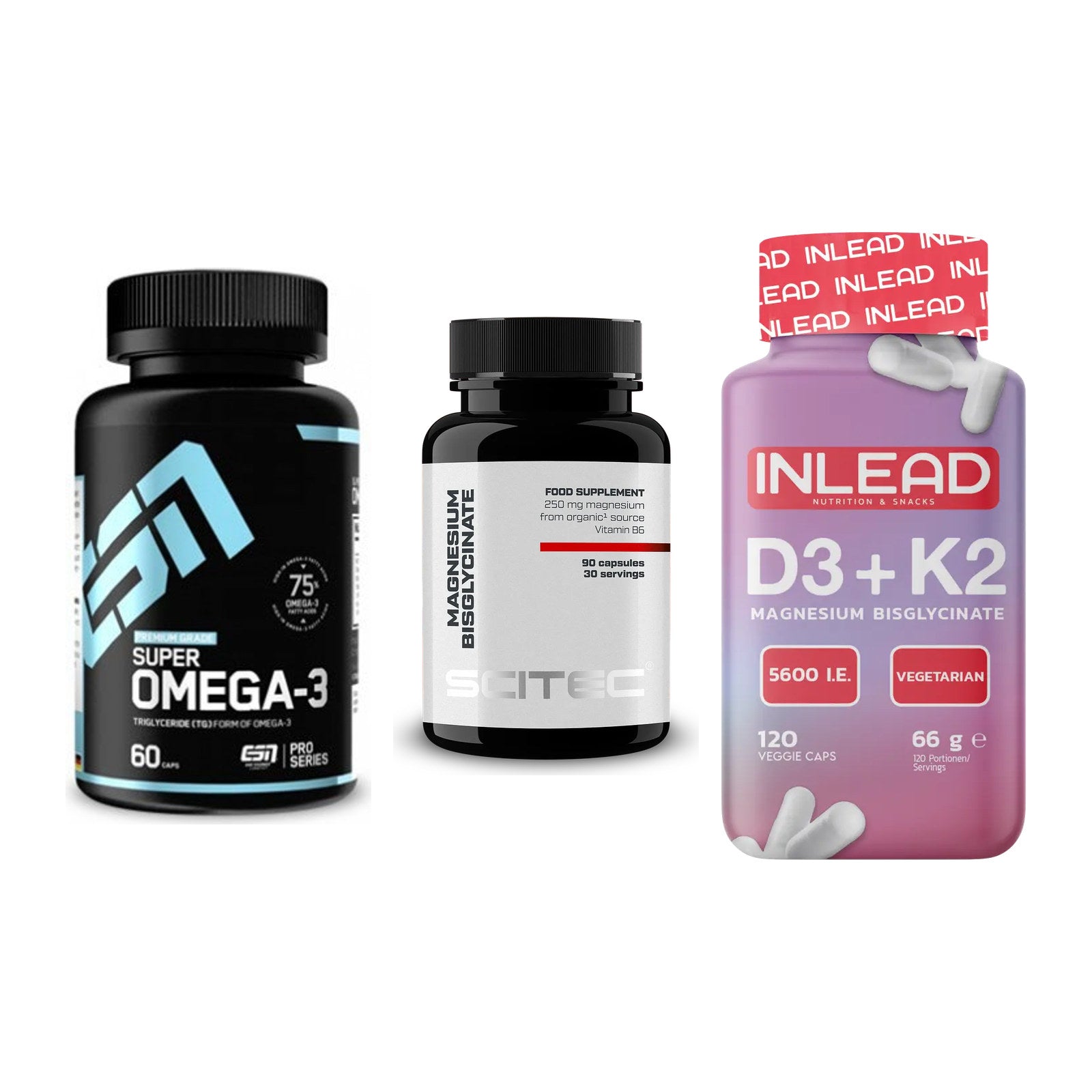 Herz & Gefäße: ESN Omega 3 + Scitec Magnesium + INLEAD Vitamin – alle enthaltenen Artikel