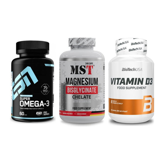Herz & Gefäße: ESN Omega 3 + MST Magnesium + BioTech Vitamin – alle enthaltenen Artikel