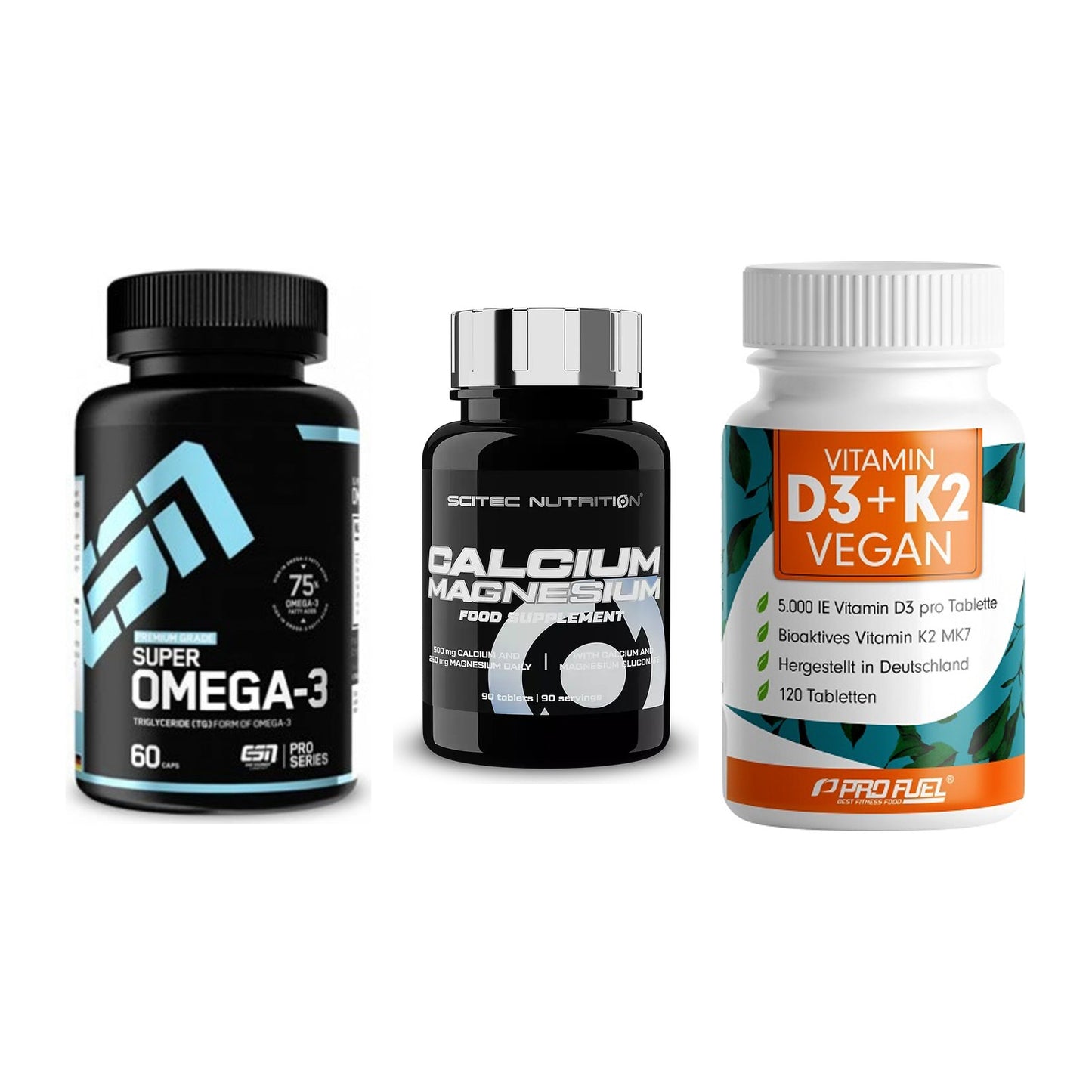 Herz & Gefäße: ESN Omega 3 + Scitec Calcium + ProFuel Vitamin – alle enthaltenen Artikel
