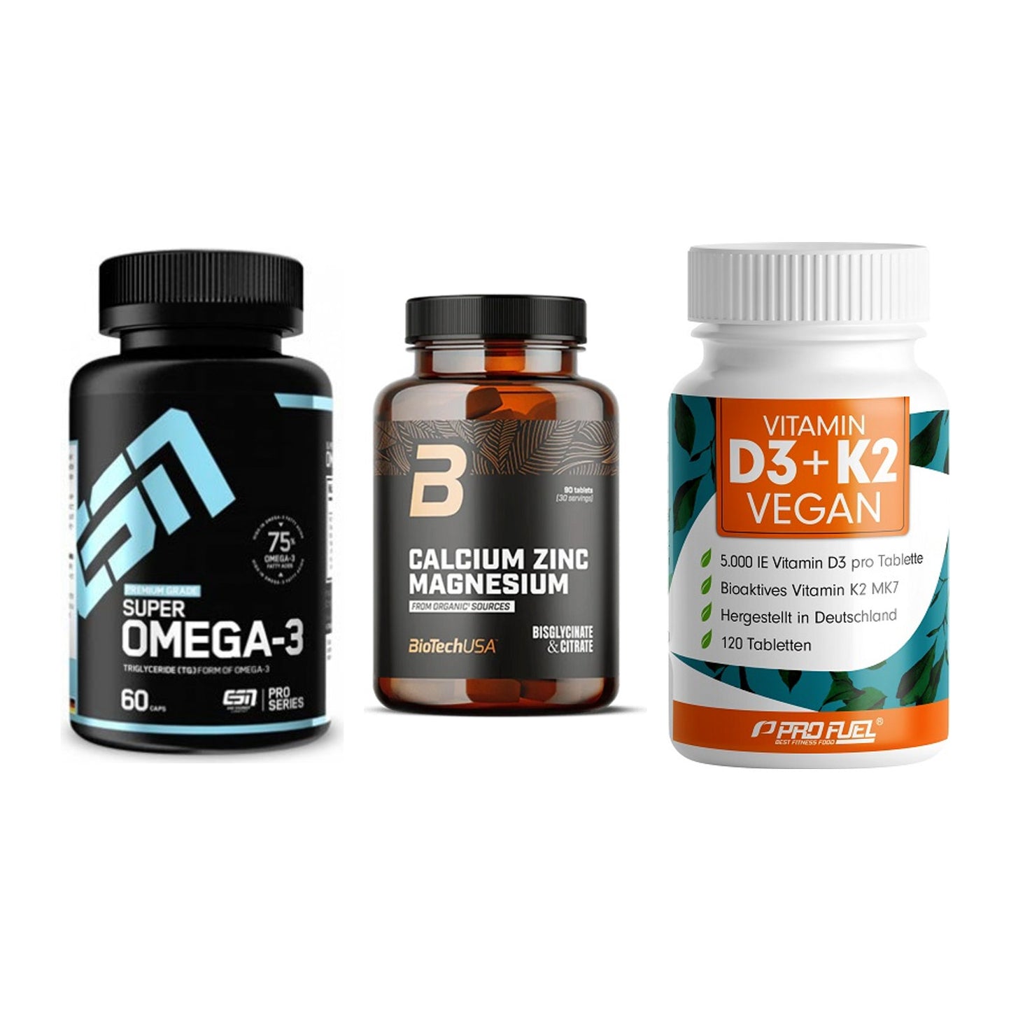Herz & Gefäße: ESN Omega 3 + BioTech Calcium + ProFuel Vitamin – alle enthaltenen Artikel