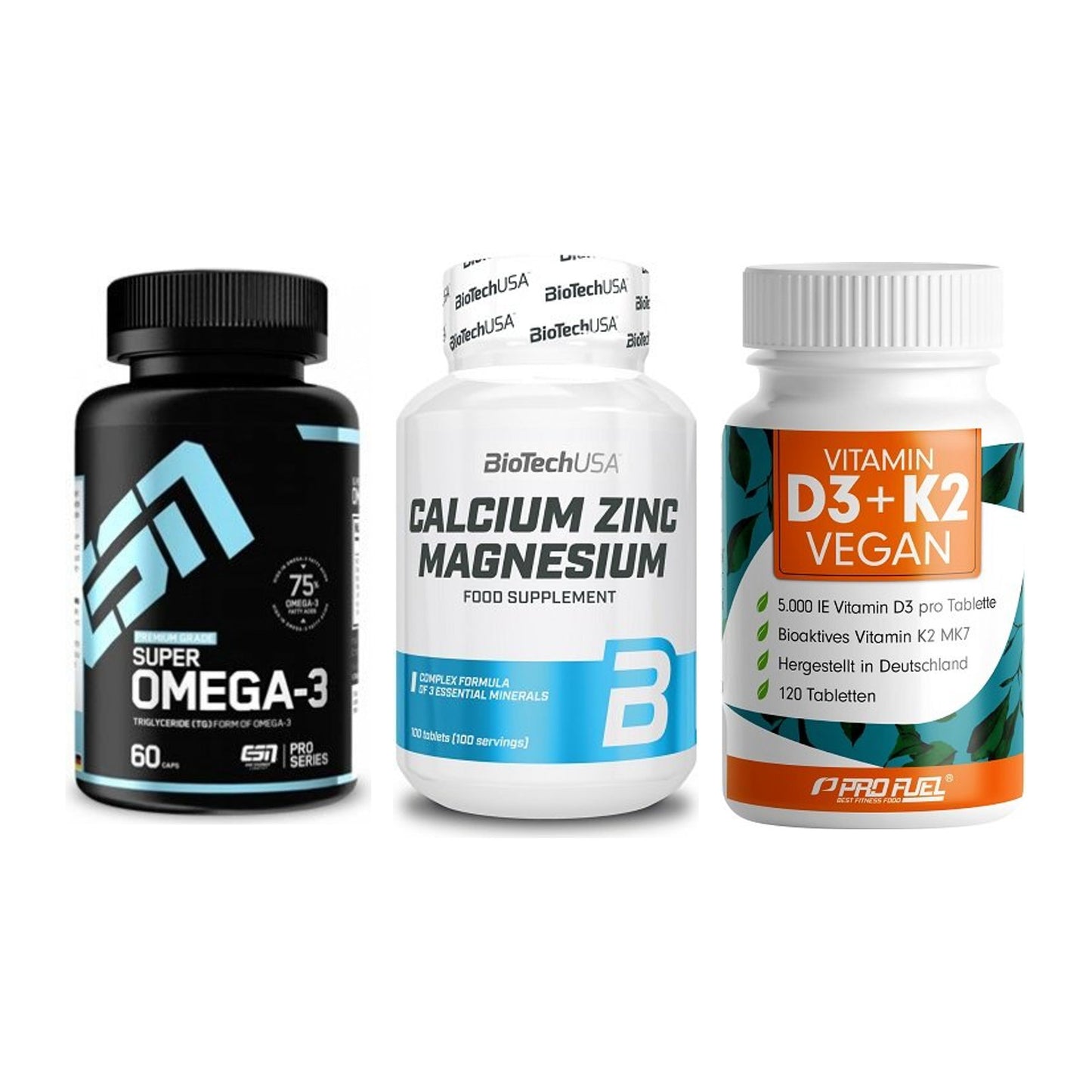 Herz & Gefäße: ESN Omega 3 + BioTech Calcium + ProFuel Vitamin – alle enthaltenen Artikel
