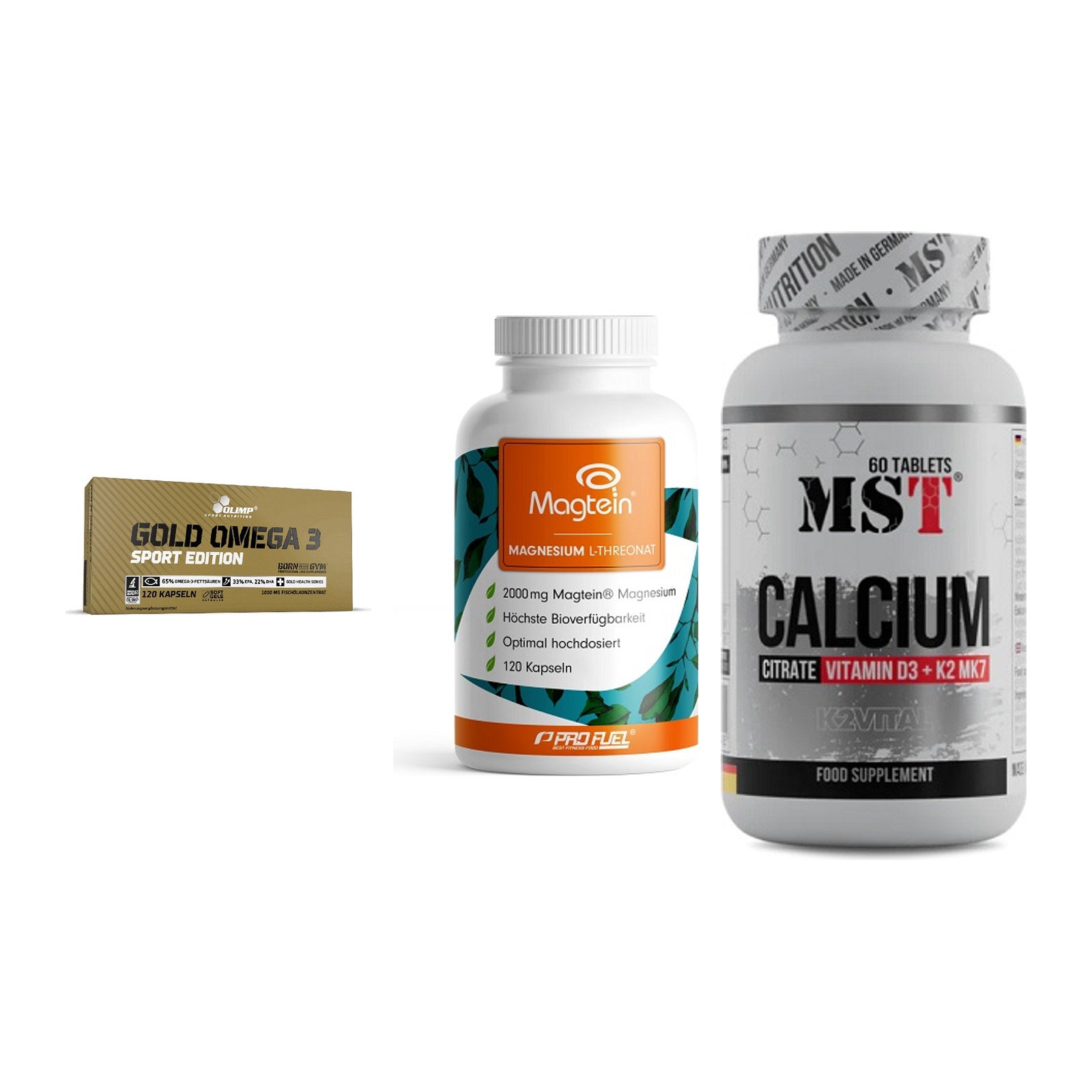 Herz & Gefäße: Olimp Omega 3 + ProFuel Magnesiu + MST Calcium – alle enthaltenen Artikel