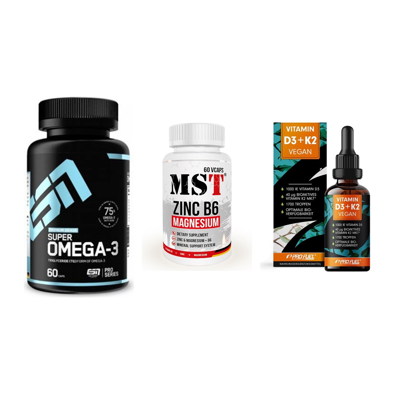 Herz & Gefäße: ESN Omega 3 + MST Zinc + ProFuel Vitamin – alle enthaltenen Artikel