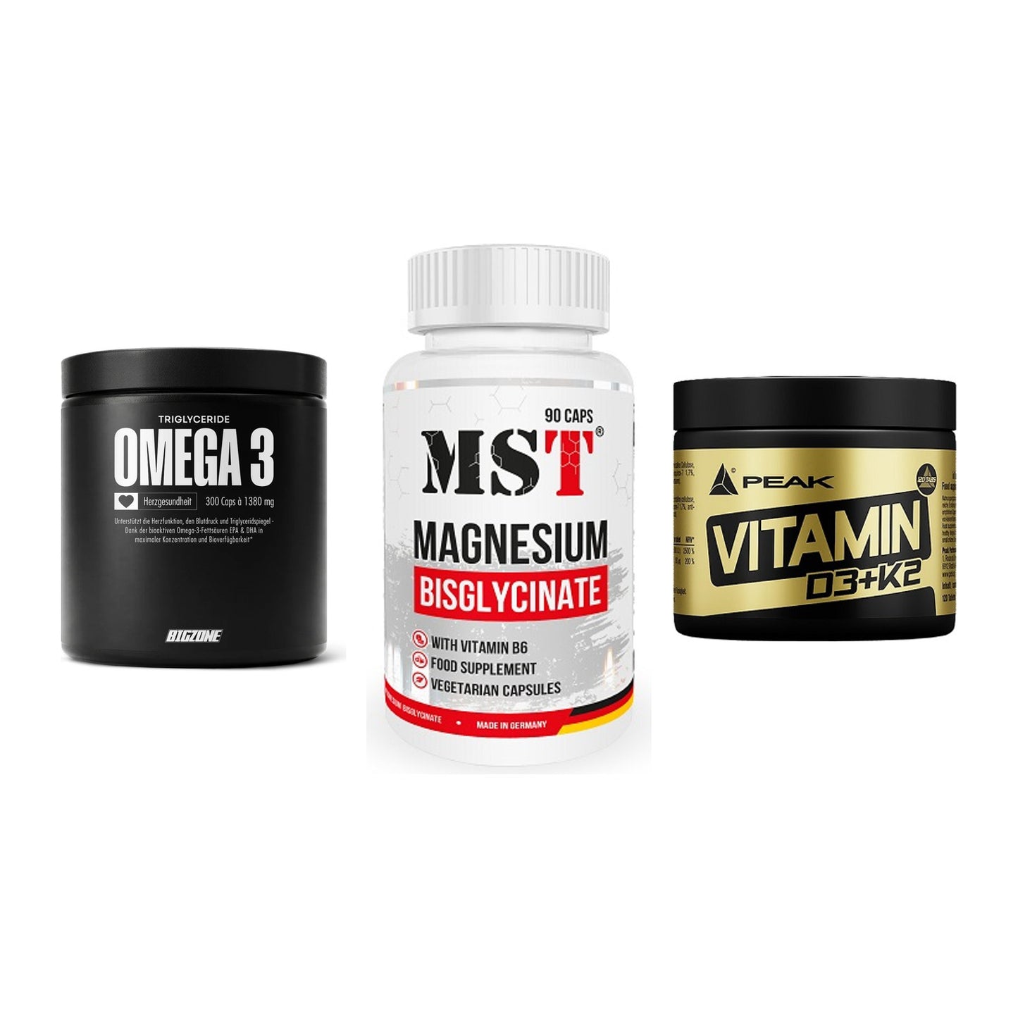 Herz & Gefäße: Big Zone Omega 3 + MST Magnesium + Peak Vitamin – alle enthaltenen Artikel