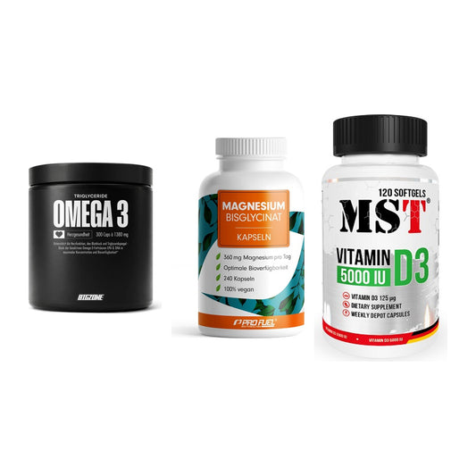 Herz & Gefäße: Big Zone Omega 3 + ProFuel Magnesiu + MST Vitamin D3 – alle enthaltenen Artikel