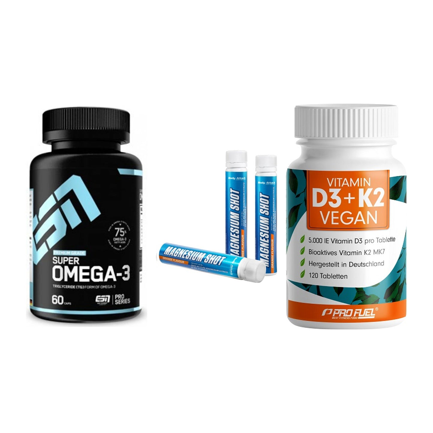 Herz & Gefäße: ESN Omega 3 + Body Attack + ProFuel Vitamin – alle enthaltenen Artikel