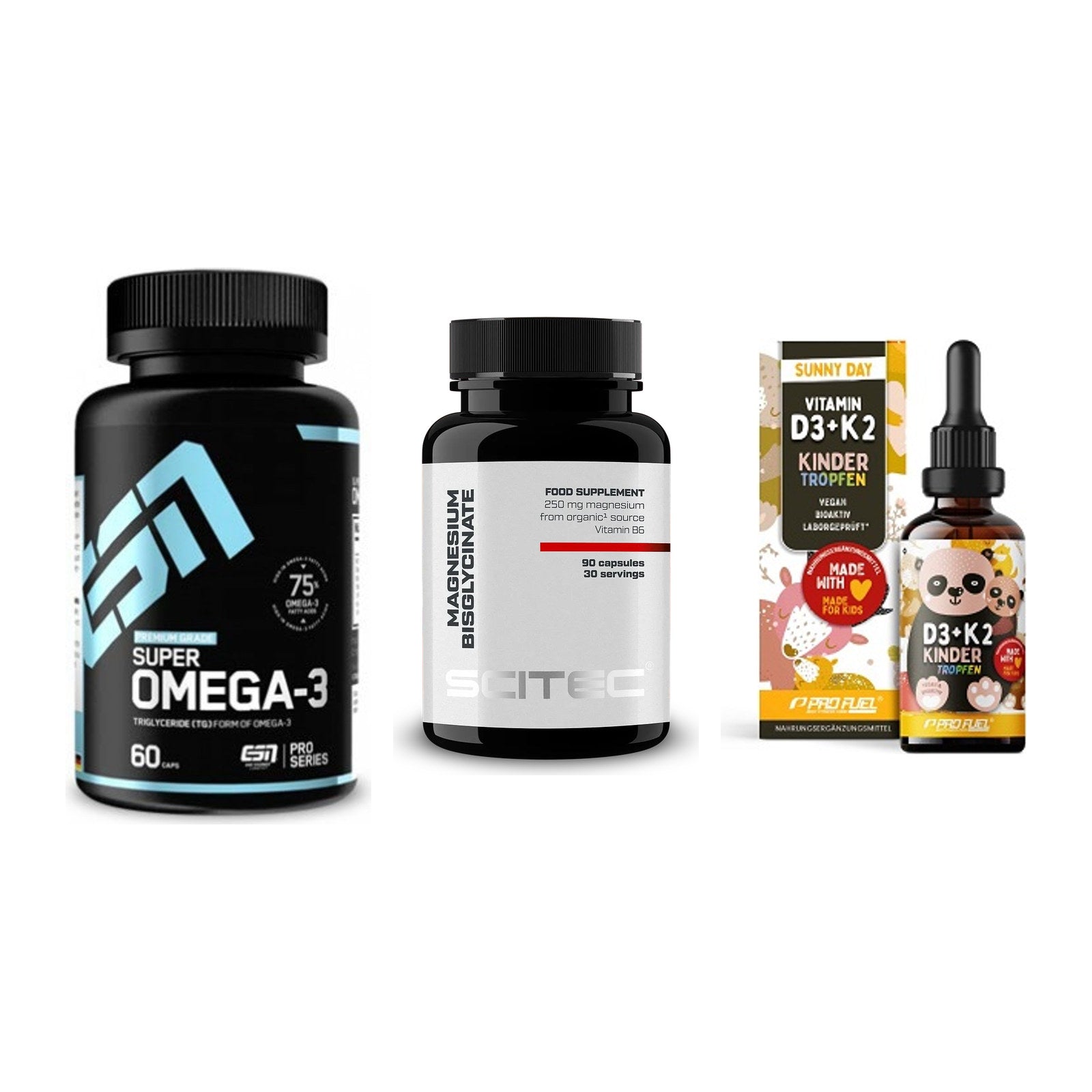 Herz & Gefäße: ESN Omega 3 + Scitec Magnesium + ProFuel VITAMIN – alle enthaltenen Artikel