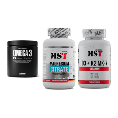 Herz & Gefäße: Big Zone Omega 3 + MST Magnesium + MST Vitamin D3 – alle enthaltenen Artikel