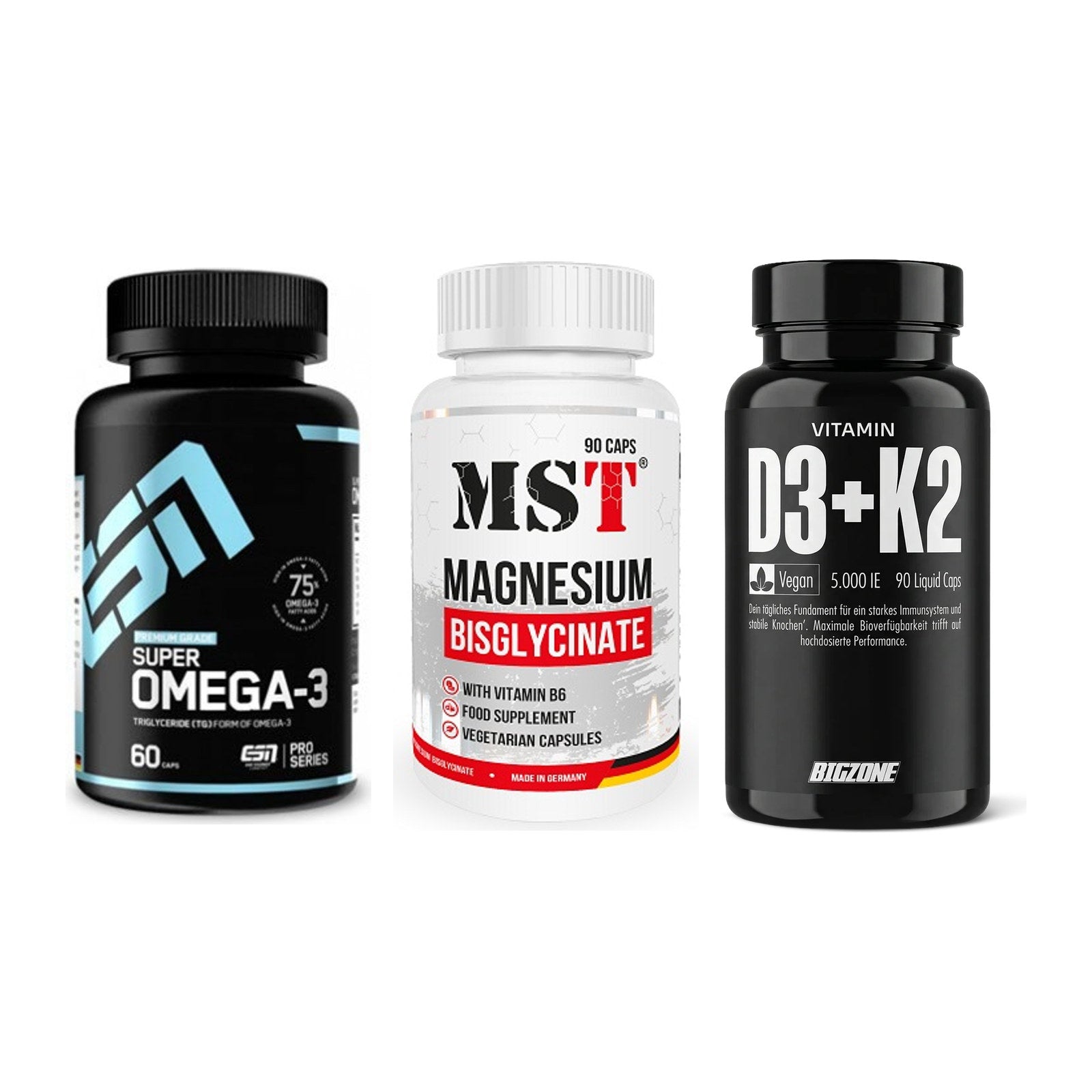 Herz & Gefäße: ESN Omega 3 + MST Magnesium + Big Zone Vitamin – alle enthaltenen Artikel