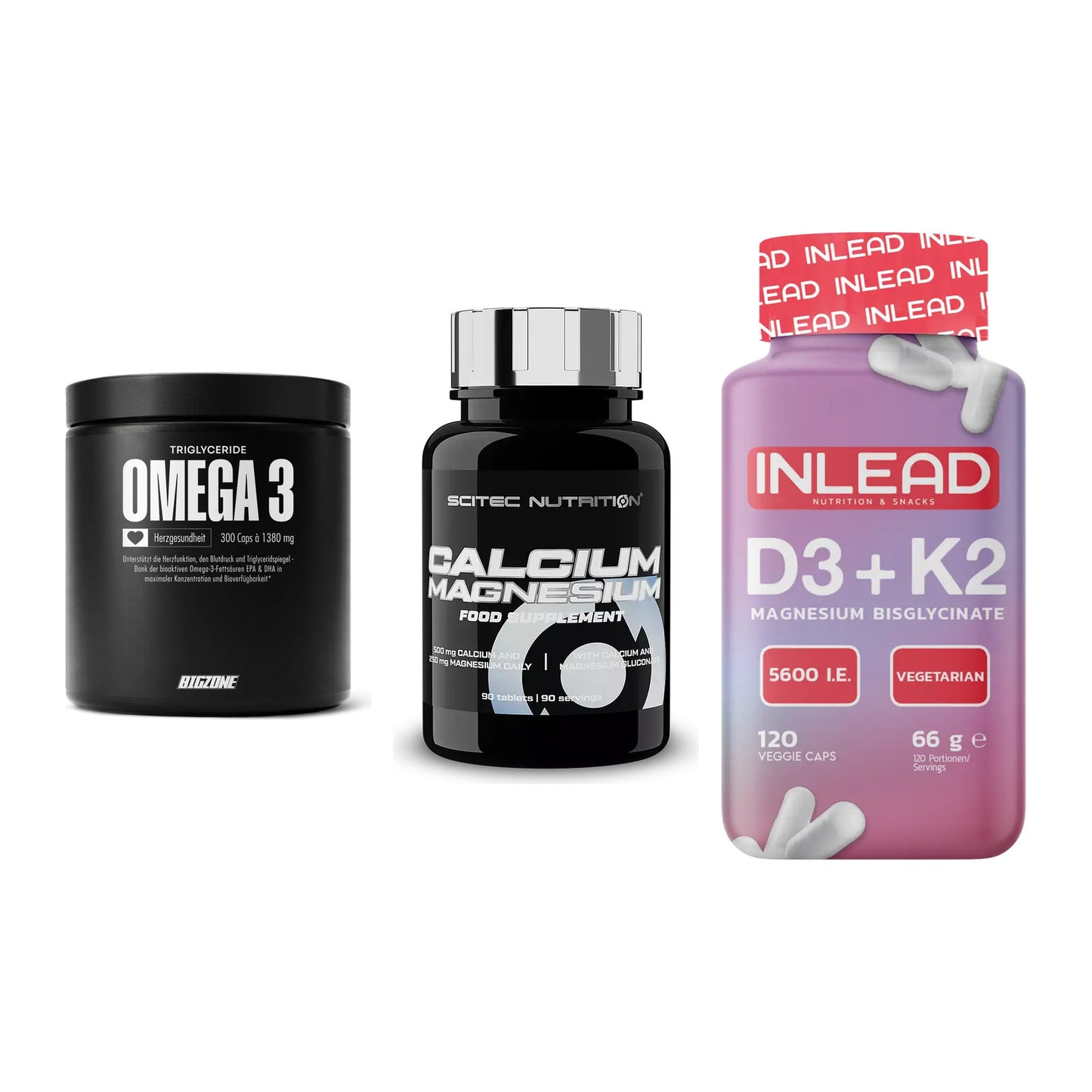 Herz & Gefäße: Big Zone Omega 3 + Scitec Calcium + INLEAD Vitamin – alle enthaltenen Artikel