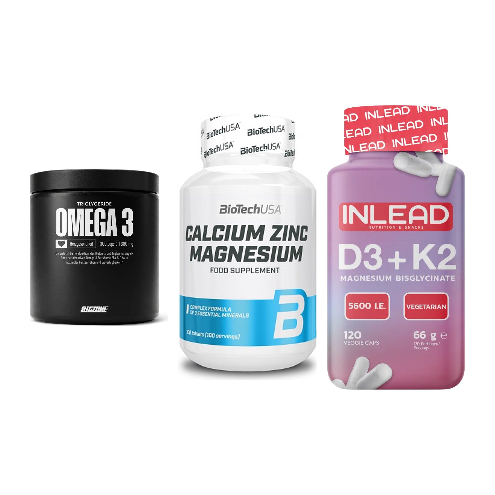 Herz & Gefäße: Big Zone Omega 3 + BioTech Calcium + INLEAD Vitamin – alle enthaltenen Artikel