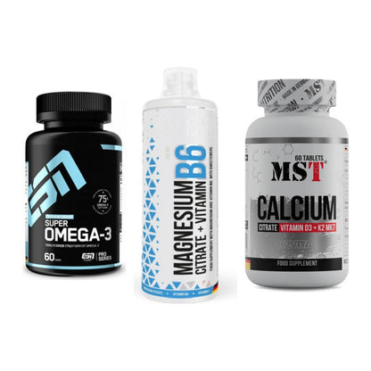 Herz & Gefäße: ESN Omega 3 + MST Magnesium B6 + MST Calcium – alle enthaltenen Artikel