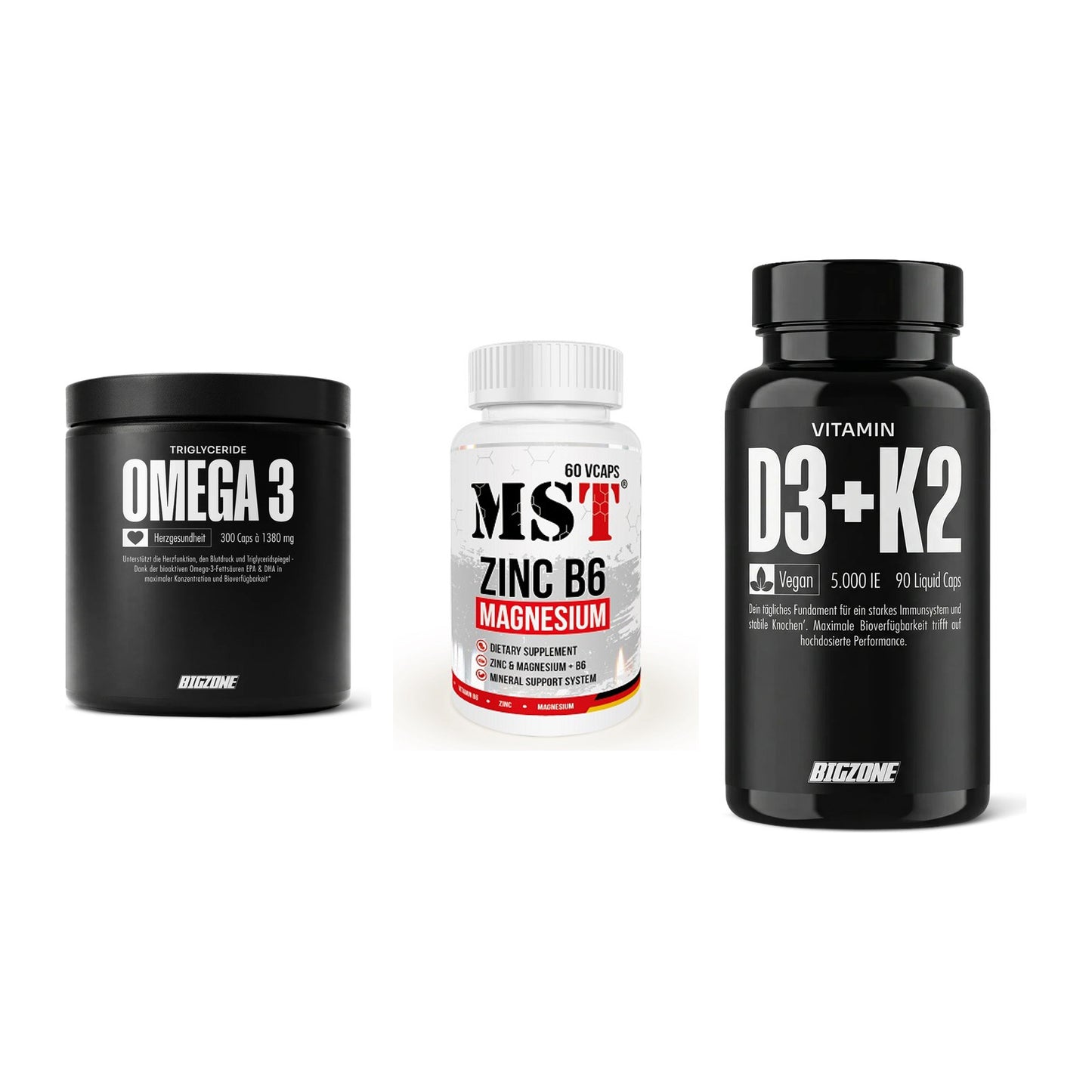 Herz & Gefäße: Big Zone Omega 3 + MST Zinc + Big Zone Vitamin – alle enthaltenen Artikel