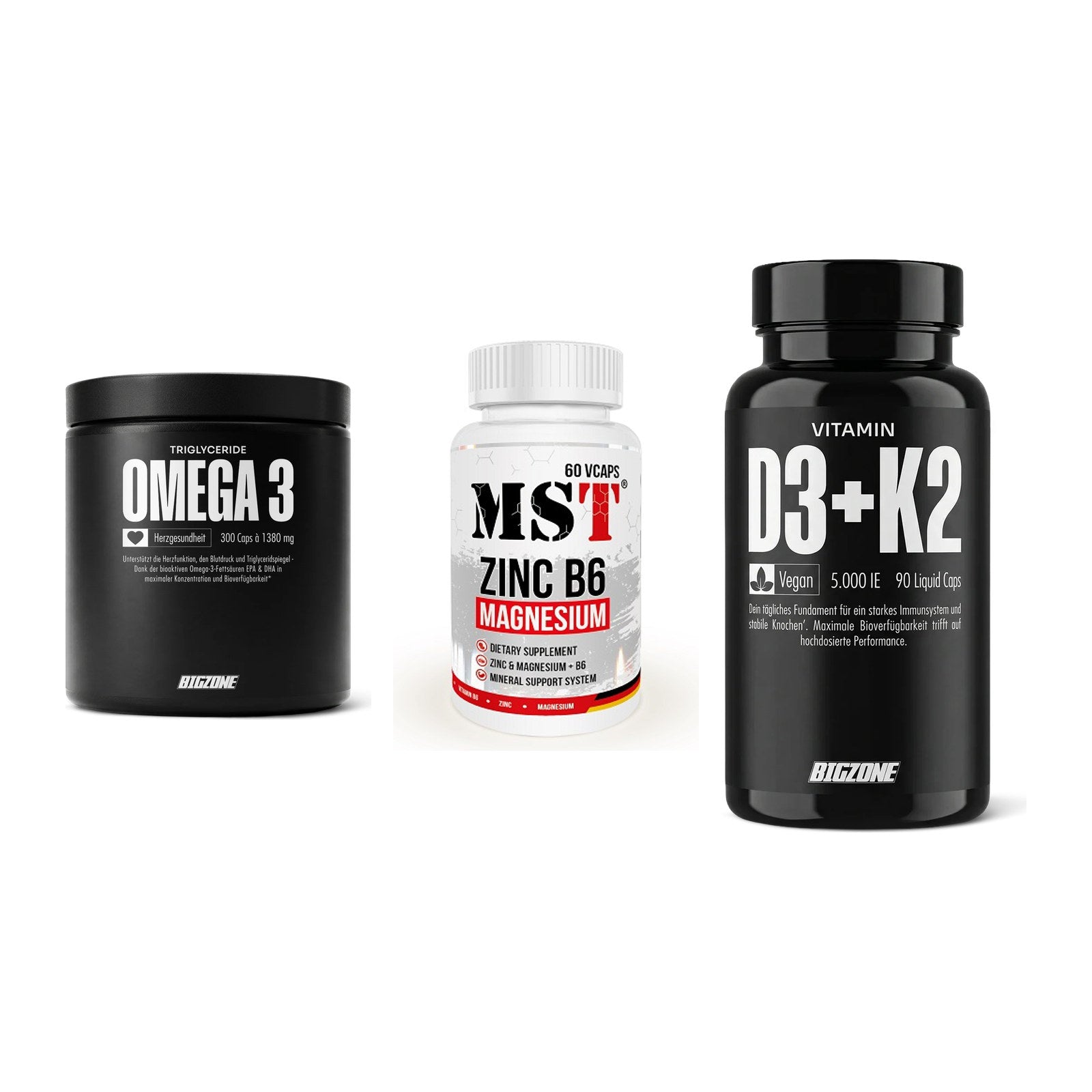 Herz & Gefäße: Big Zone Omega 3 + MST Zinc + Big Zone Vitamin – alle enthaltenen Artikel