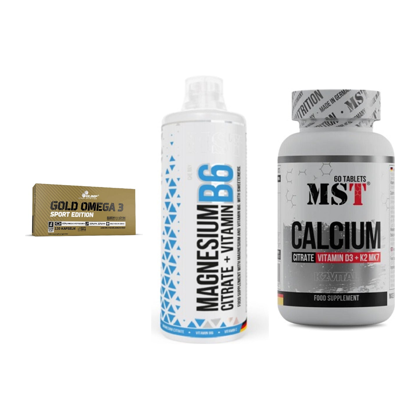 Herz & Gefäße: Olimp Omega 3 + MST Magnesium B6 + MST Calcium – alle enthaltenen Artikel