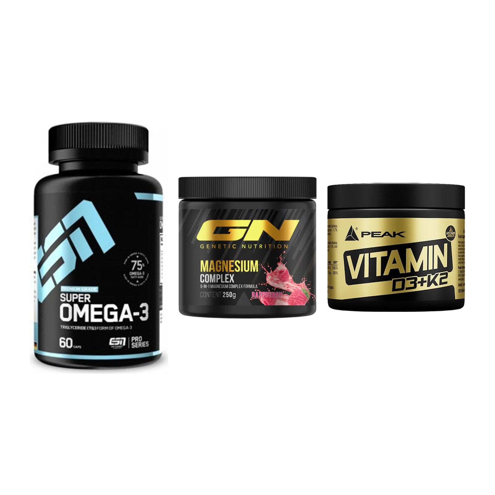 Herz & Gefäße: ESN Omega 3 + GN Magnesium + Peak Vitamin – alle enthaltenen Artikel