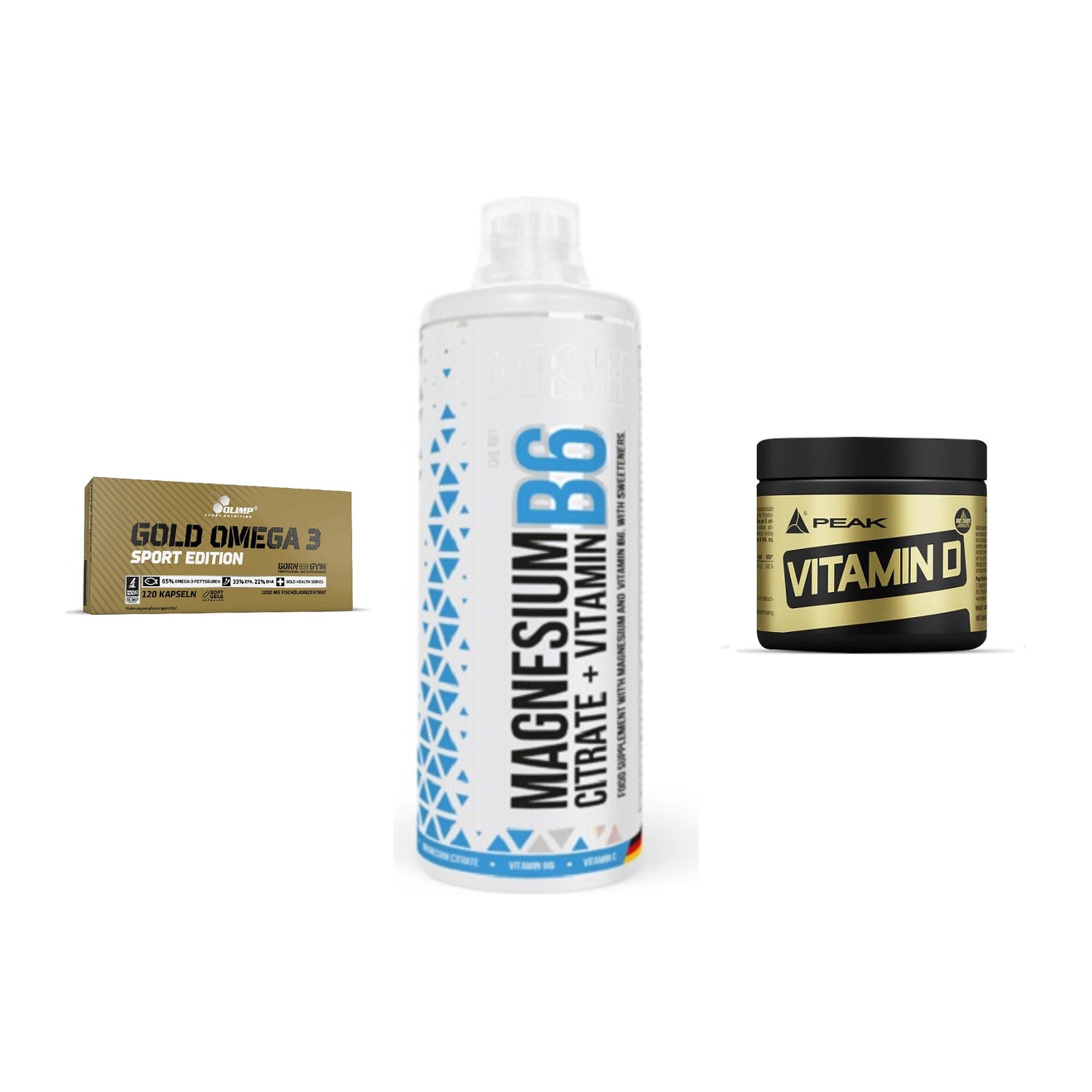 Herz & Gefäße: Olimp Omega 3 + MST Magnesium B6 + Peak Vitamin D – alle enthaltenen Artikel