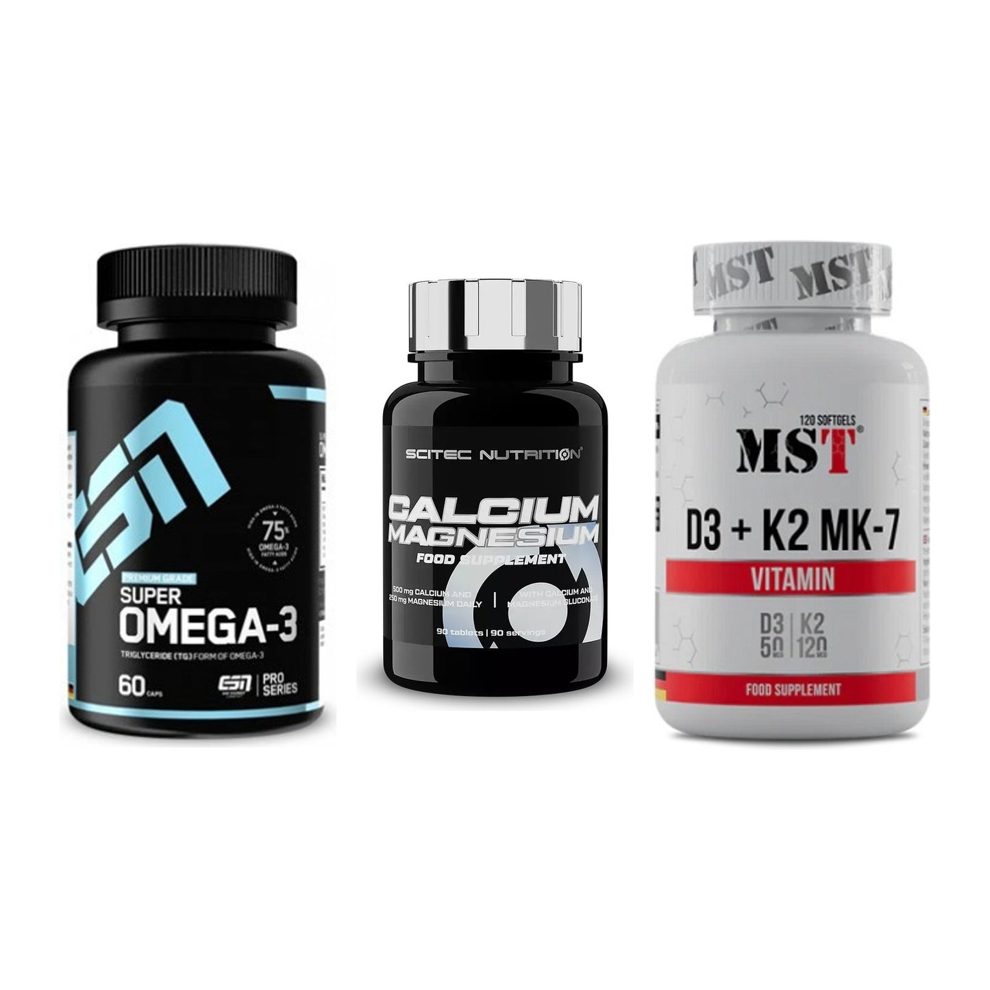 Herz & Gefäße: ESN Omega 3 + Scitec Calcium + MST Vitamin D3 – alle enthaltenen Artikel