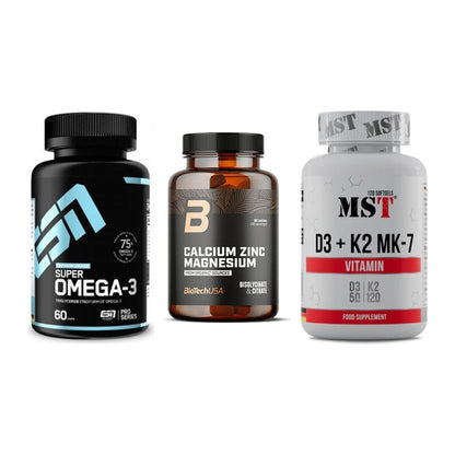 Herz & Gefäße: ESN Omega 3 + BioTech Calcium + MST Vitamin D3 – alle enthaltenen Artikel