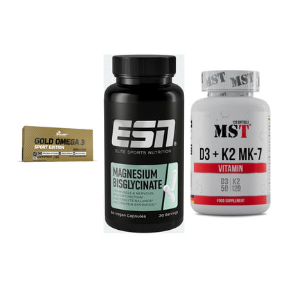 Herz & Gefäße: Olimp Omega 3 + ESN Magnesium + MST Vitamin D3 – alle enthaltenen Artikel