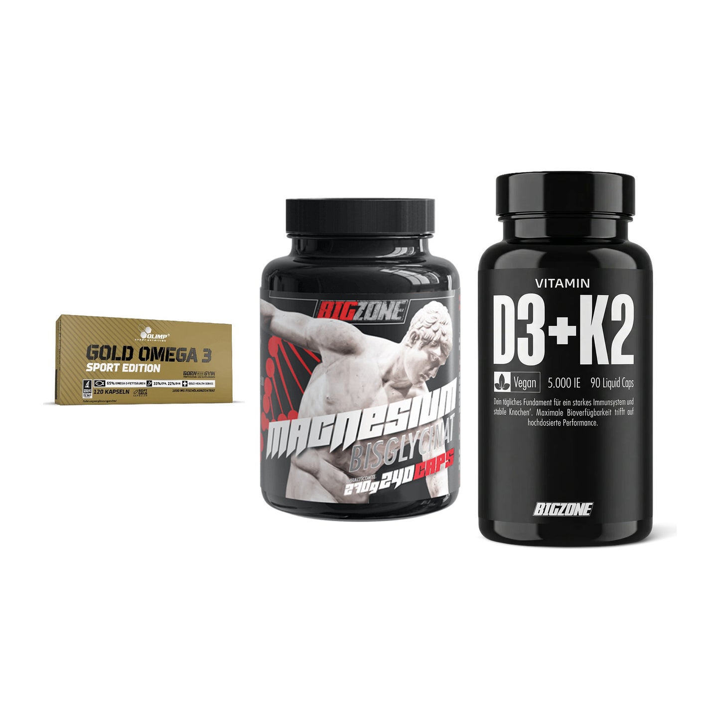 Herz & Gefäße: Olimp Omega 3 + Big Zone Magnesi + Big Zone Vitamin – alle enthaltenen Artikel