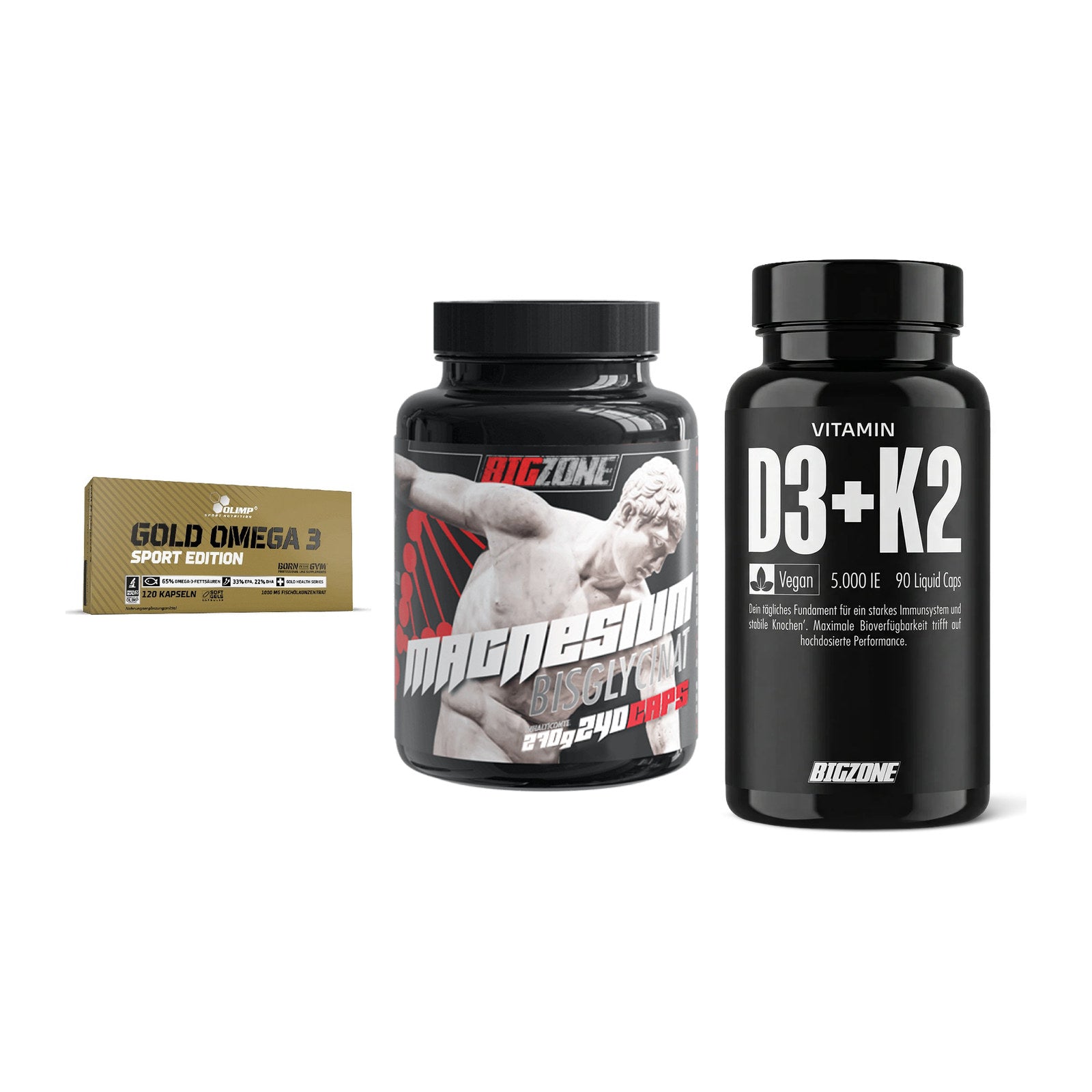 Herz & Gefäße: Olimp Omega 3 + Big Zone Magnesi + Big Zone Vitamin – alle enthaltenen Artikel