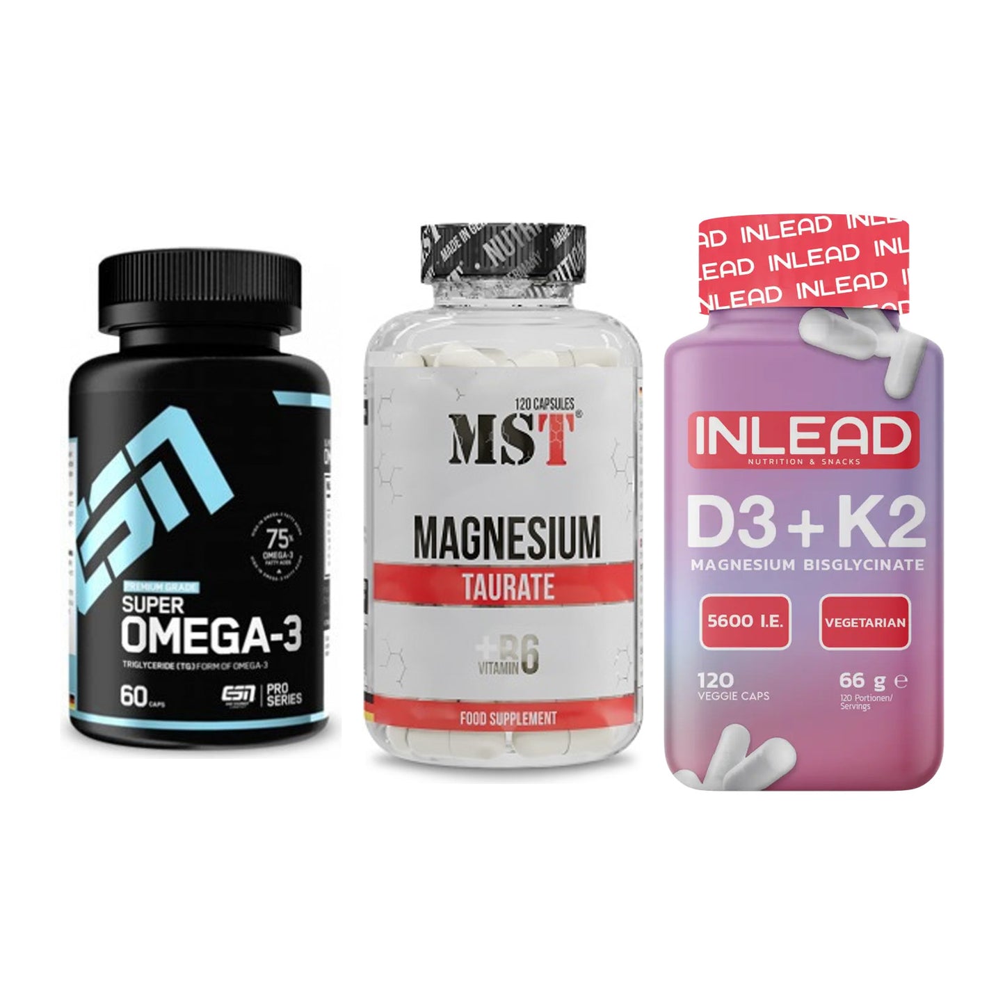 Herz & Gefäße: ESN Omega 3 + MST Magnesium + INLEAD Vitamin – alle enthaltenen Artikel