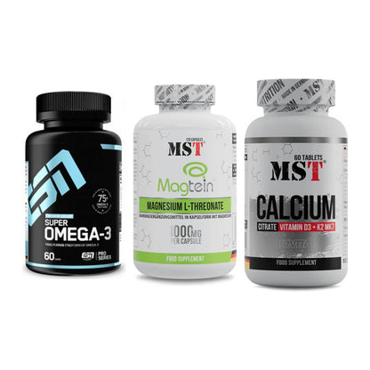 Herz & Gefäße: ESN Omega 3 + MST Magnesium + MST Calcium – alle enthaltenen Artikel