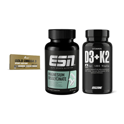 Herz & Gefäße: Olimp Omega 3 + ESN Magnesium + Big Zone Vitamin – alle enthaltenen Artikel